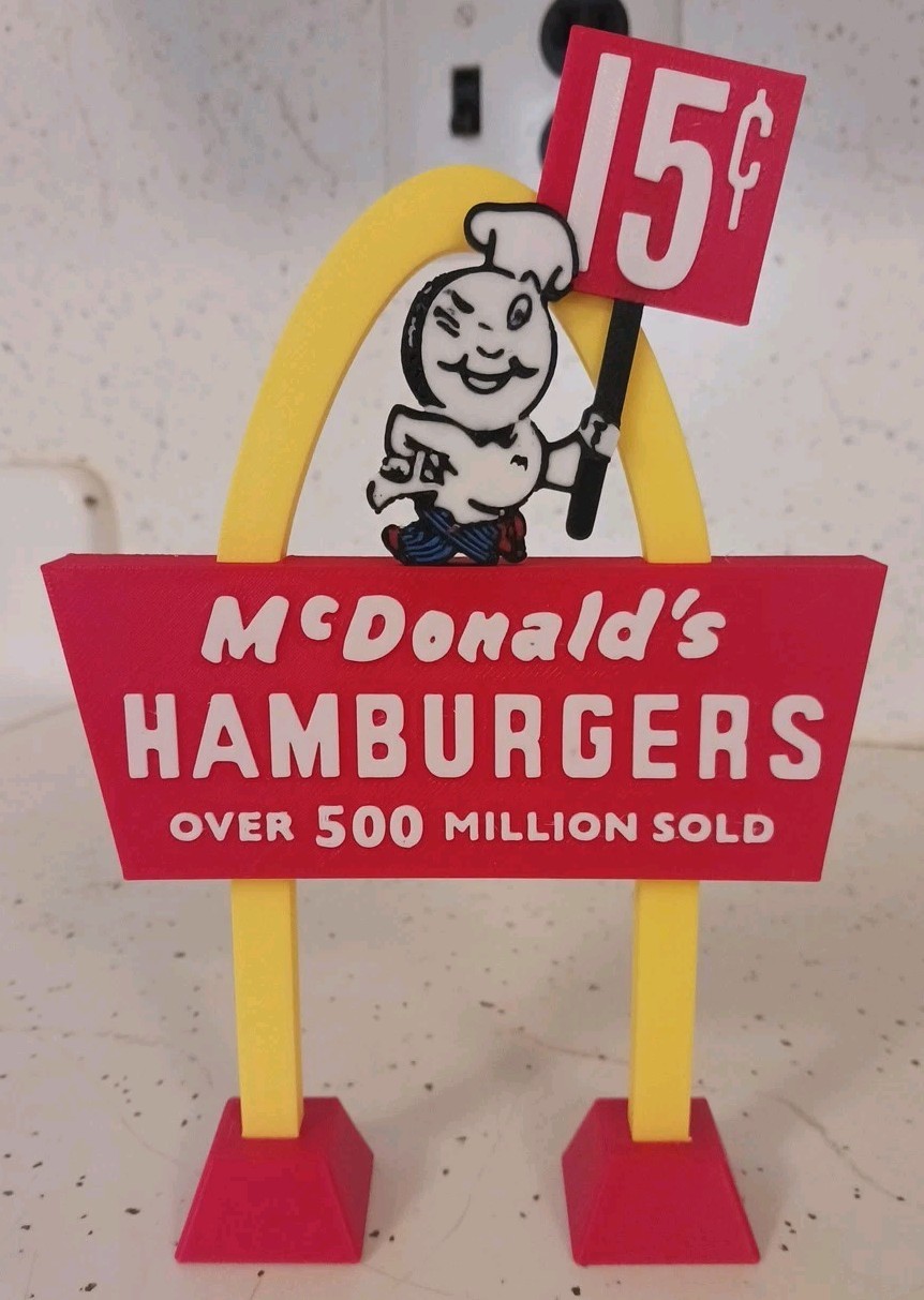 McDonalds "SPEEDEE" Sign. 3d Printed Miniature Vintage Replica from the 50s-60s McDonalds "SPEEDEE" Sign. 3d Printed Miniature Vintage Replica from the 50s-60s