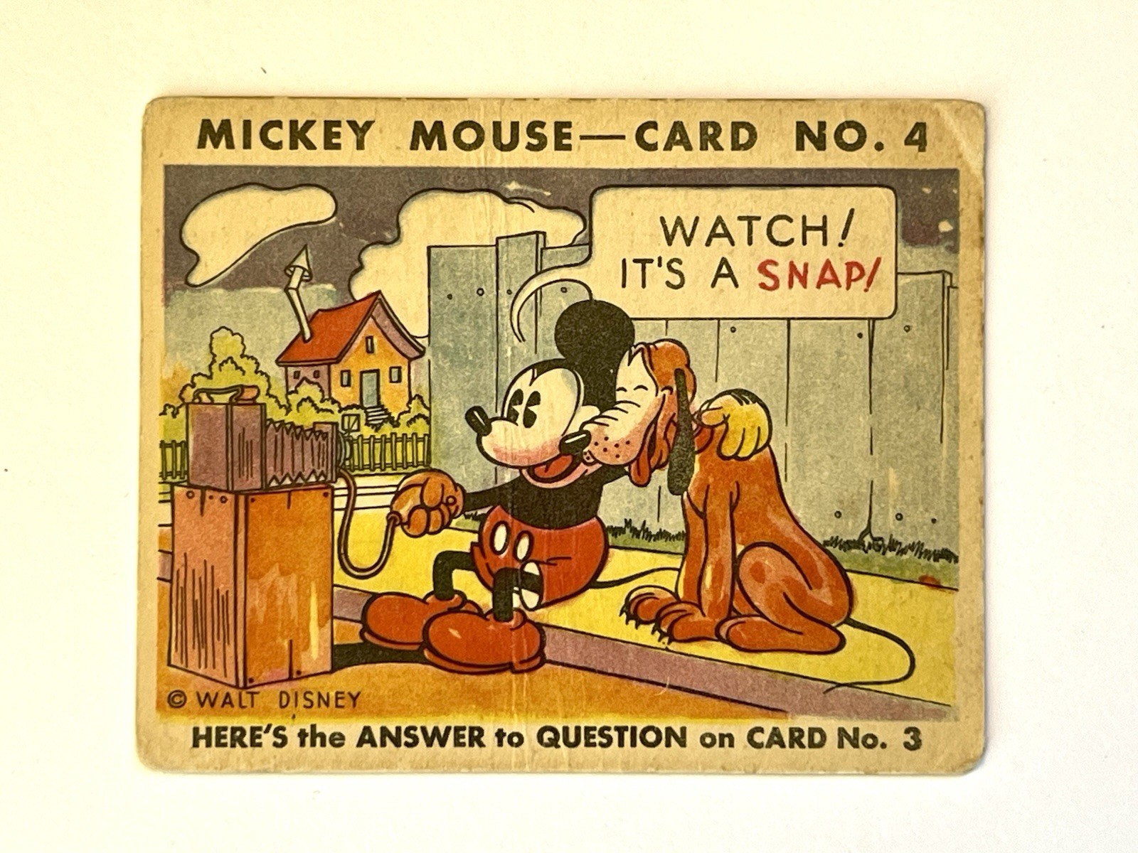 1935 Mickey Mouse Gum Card R89 - TYPE 2 - #4 - RARE - It’s A Snap