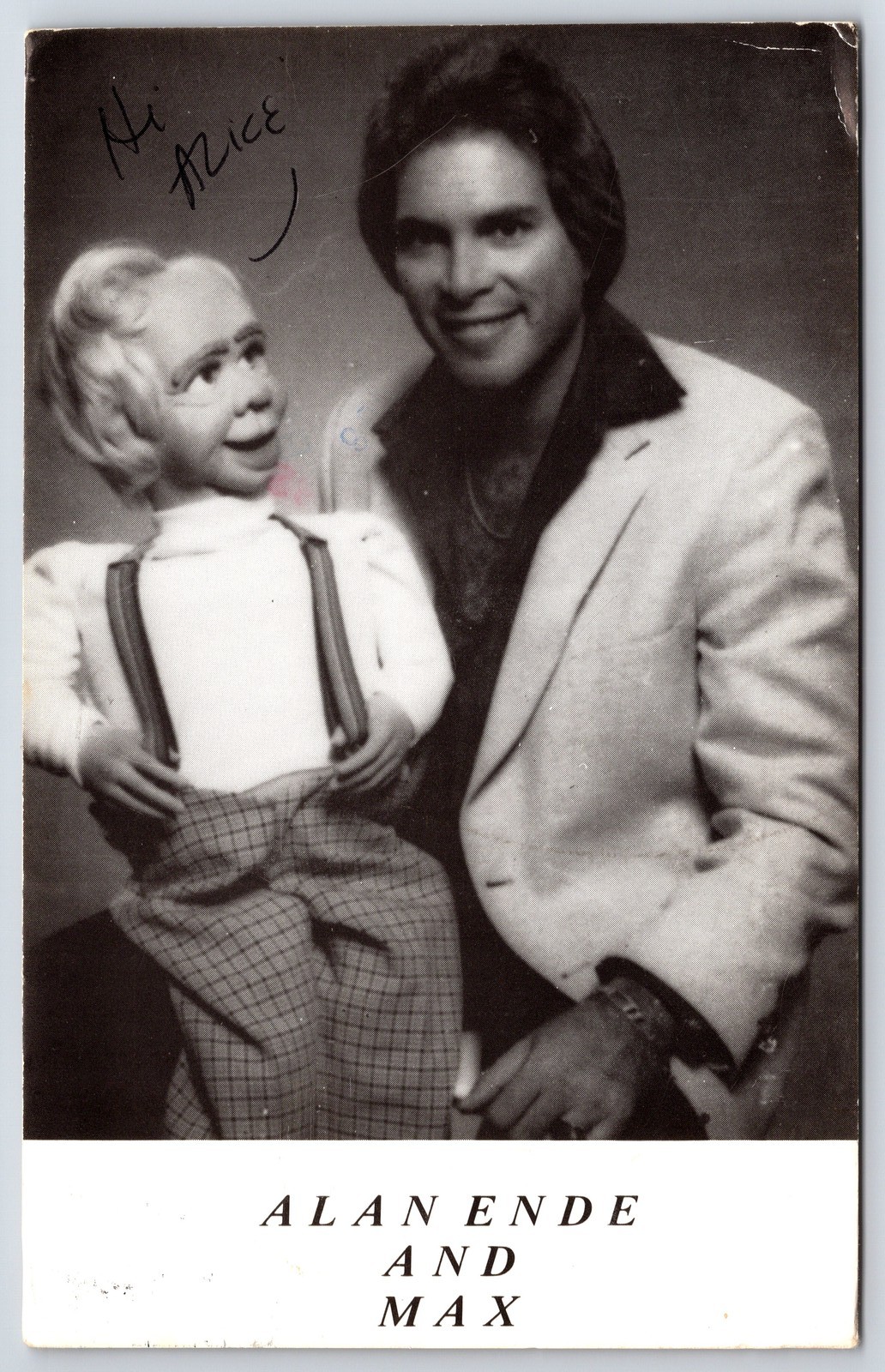 Vintage Alan Ende and Max Ventriloquist Dummy Promotional Photo Postcard Vintage Alan Ende and Max Ventriloquist Dummy Promotional Photo Postcard