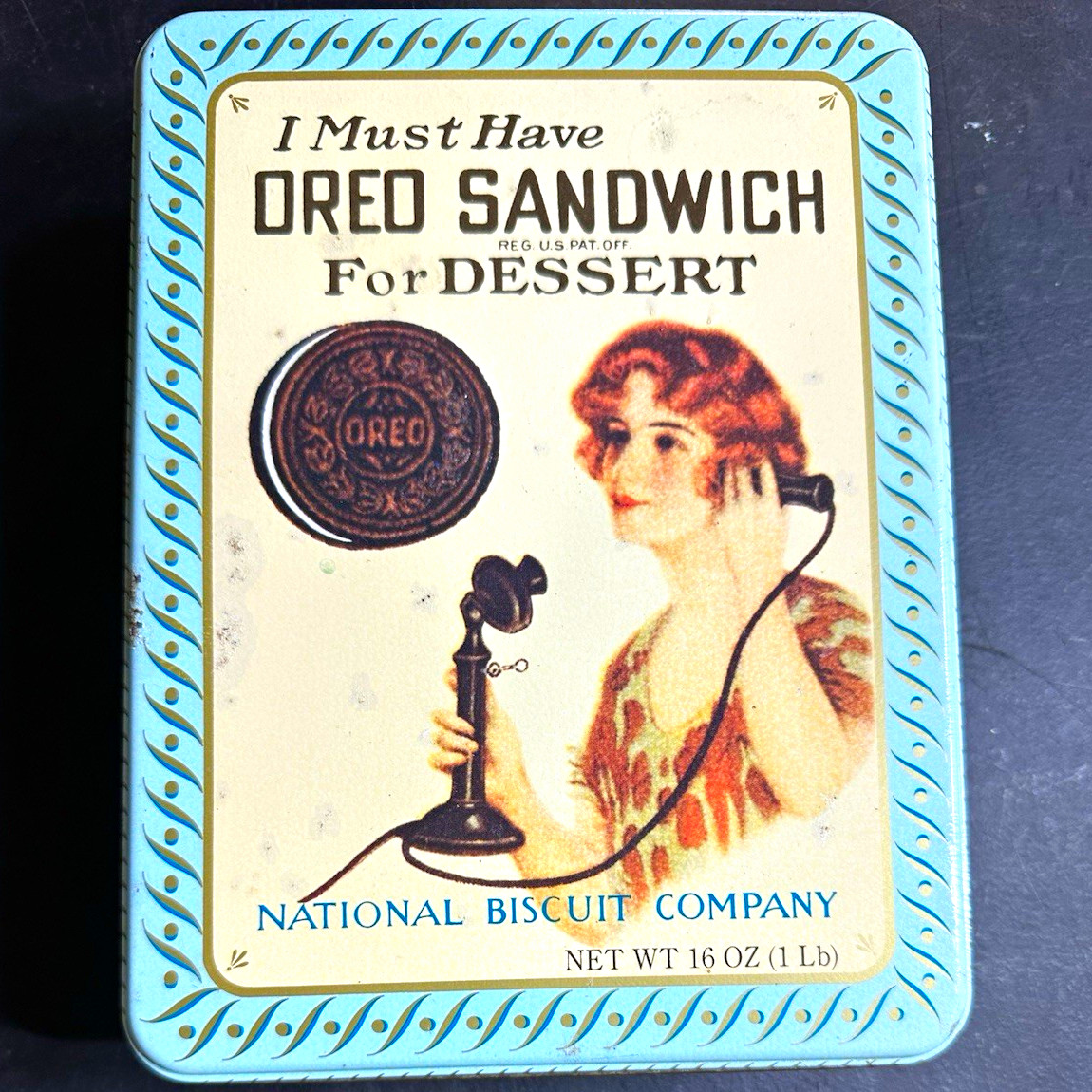 Vintage 1986 Oreo Cookie Tin Nabisco 75th Anniversary Replica 1918 Advert/MINT Vintage 1986 Oreo Cookie Tin Nabisco 75th Anniversary Replica 1918 Advert/MINT