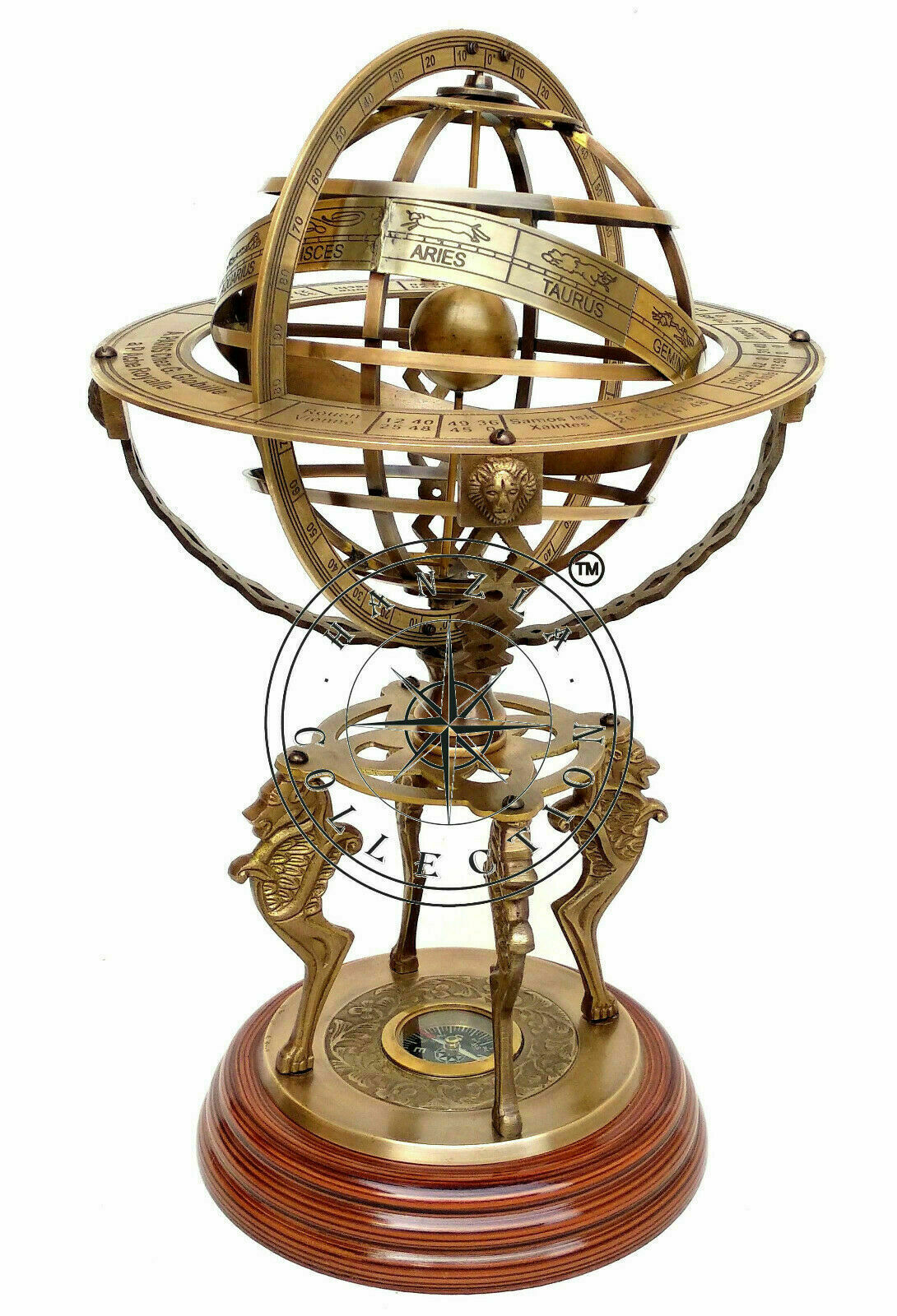 Antique Vintage Globe With Compass18" Nautical Brass Sphere Engraved Armillary Antique Vintage Globe With Compass18" Nautical Brass Sphere Engraved Armillary