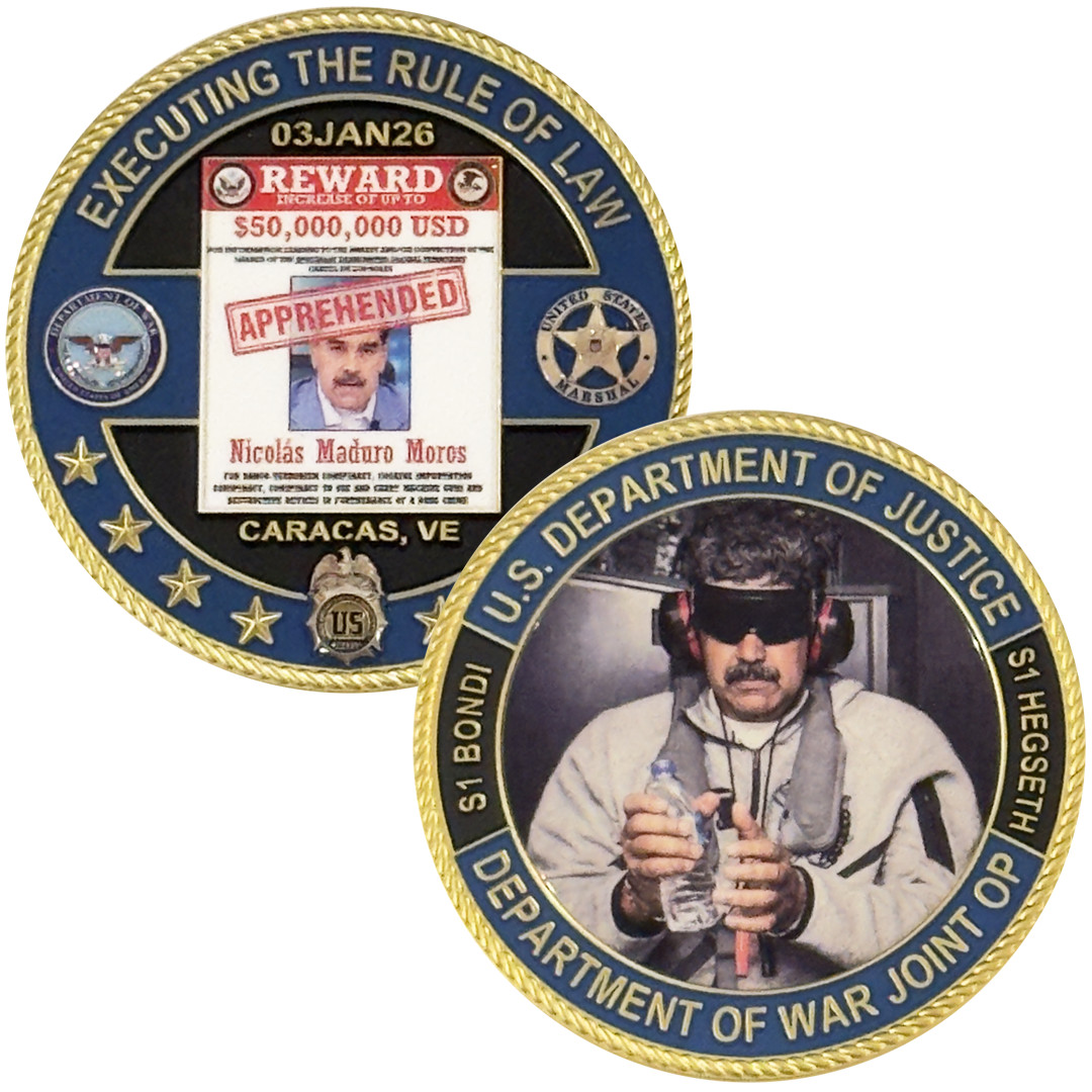DL12-2 Dept of War DEA USMS Secretary Hegseth Pam Bondi Maduro Challenge Coin DL12-2 Dept of War DEA USMS Secretary Hegseth Pam Bondi Maduro Challenge Coin