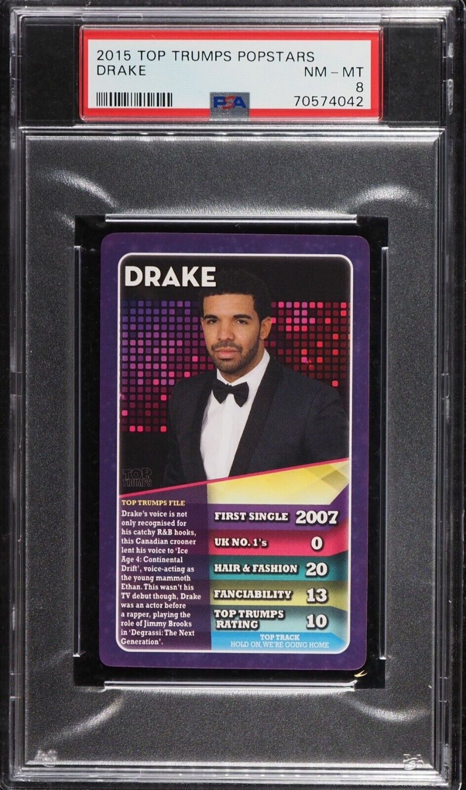 2015 Top Trumps Popstars Drake ROOKIE CARD PSA 8