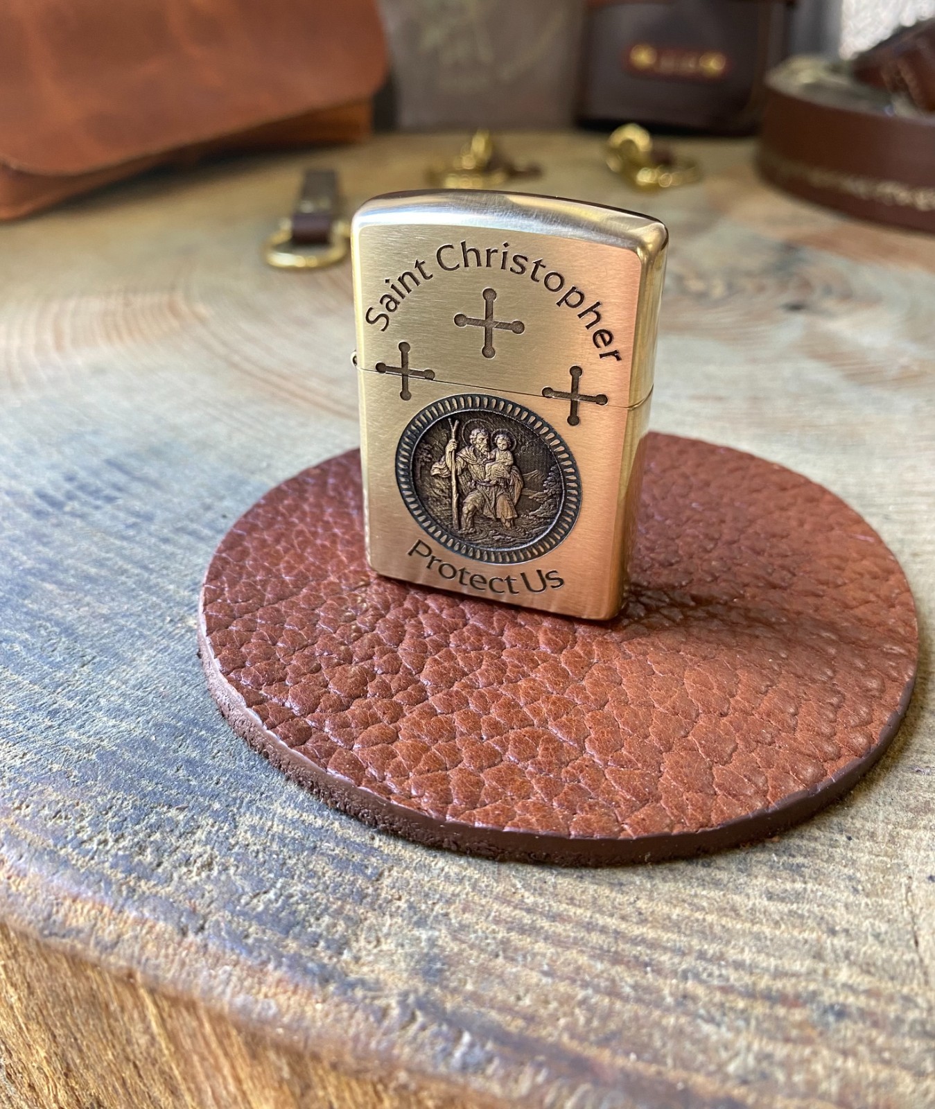 Saint Christopher Custom Zippo | Brass Armor Zippo | Made in USA Saint Christopher Custom Zippo | Brass Armor Zippo | Made in USA