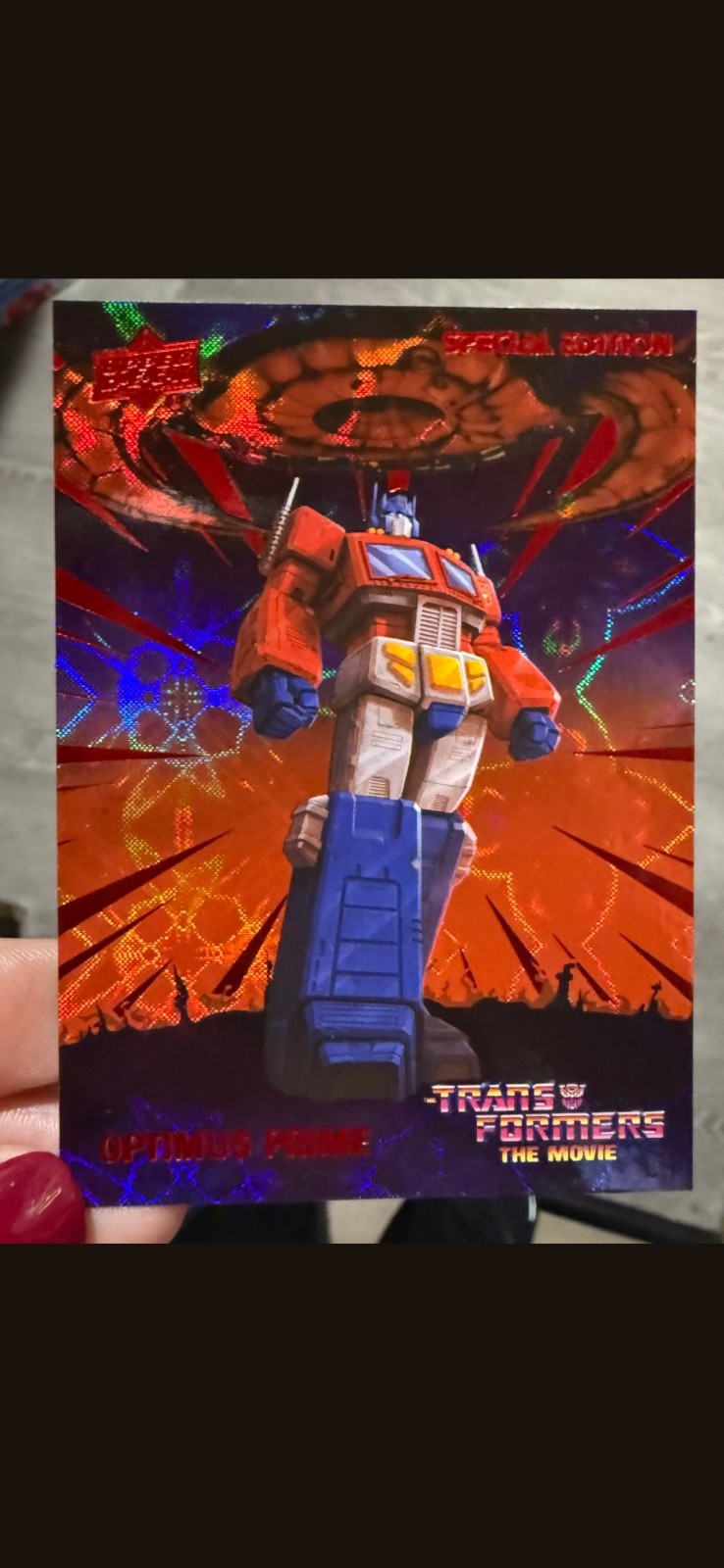 Optimus Prime The Transformers The Movie Upper Deck Red #0010/1986 Card