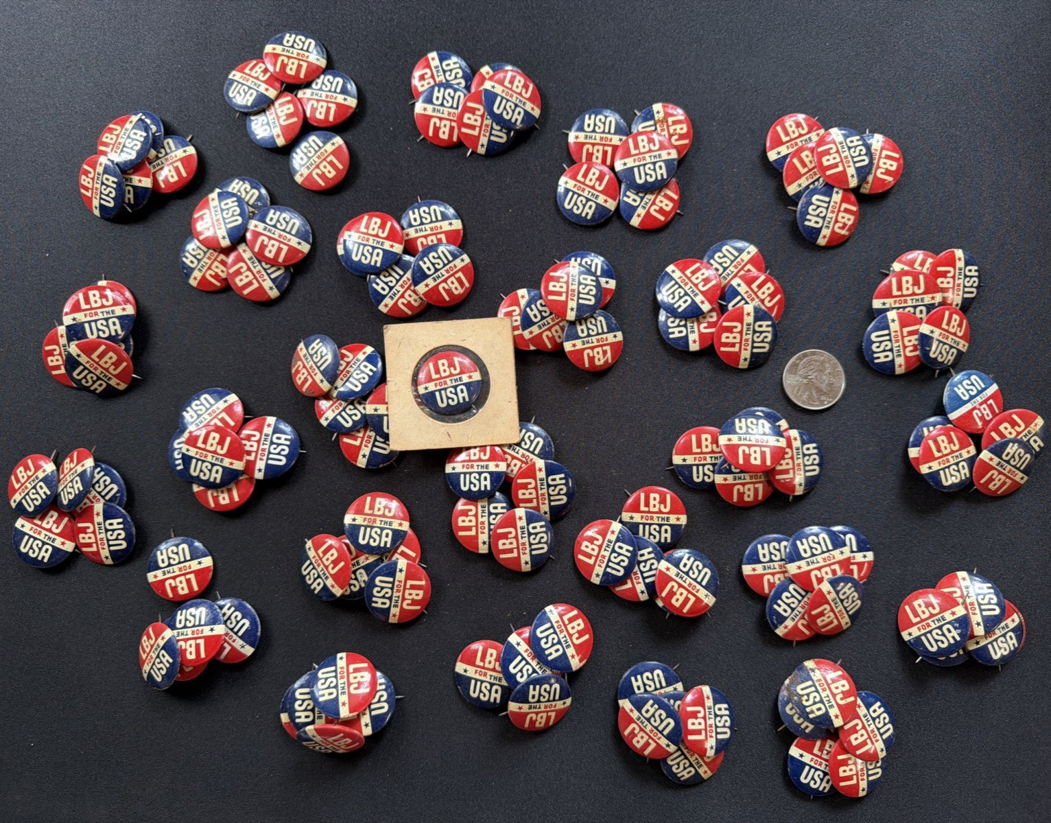 LBJ for the USA Lyndon B Johnson Presidential Campaign Vintage Pinback 131 Pins LBJ for the USA Lyndon B Johnson Presidential Campaign Vintage Pinback 131 Pins