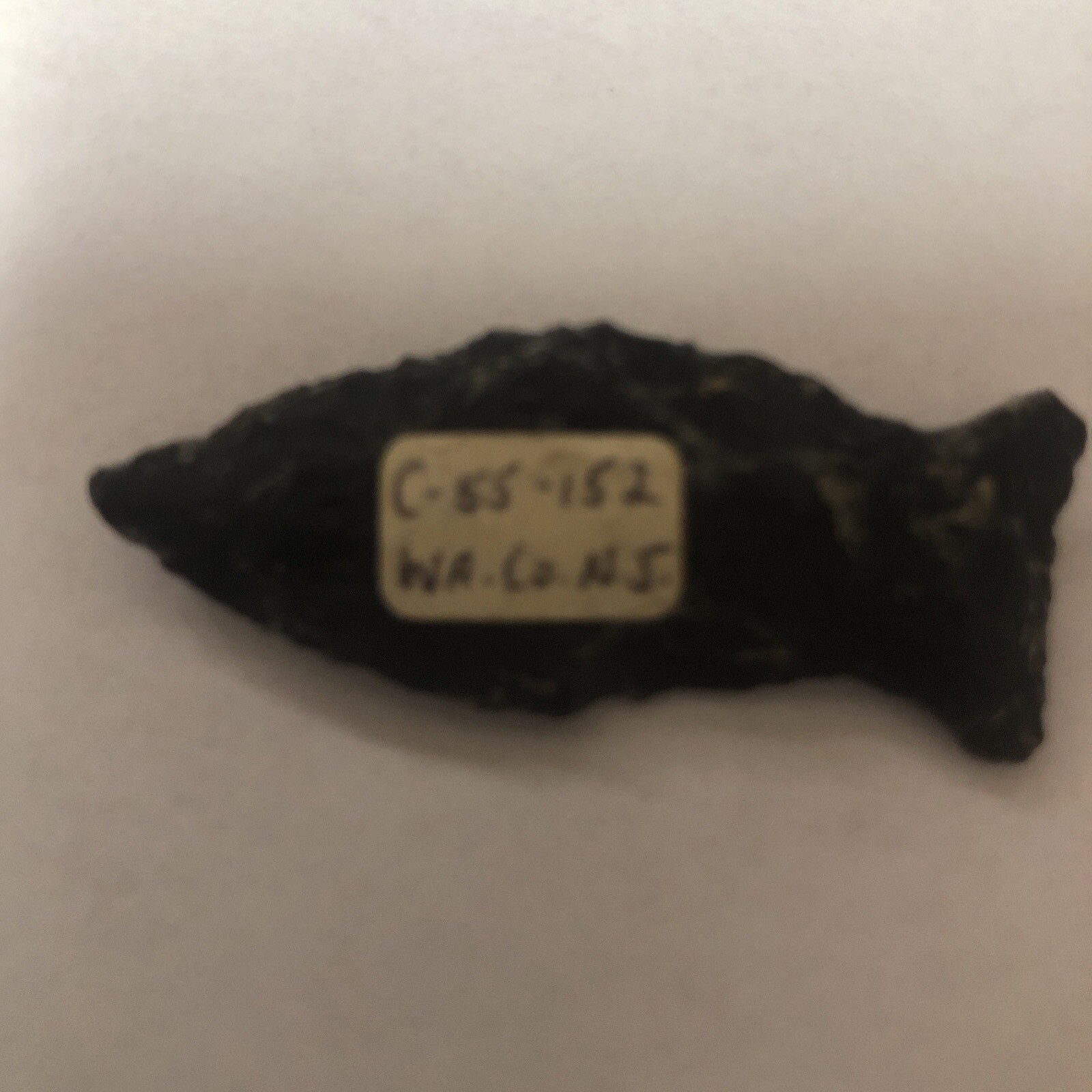 Black Chert Orient Fishtail Point Artifact Arrowhead Provenance Ex: Walt Podpora