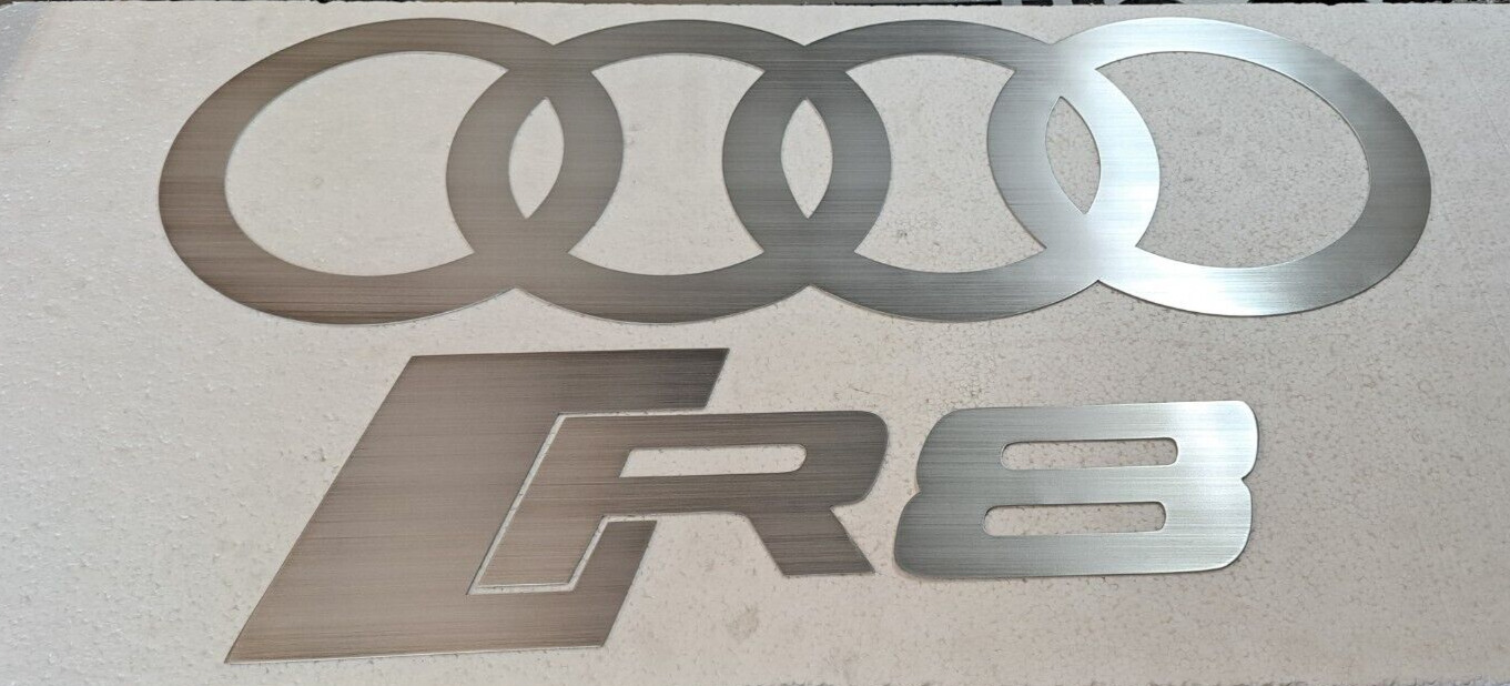 Audi R8 Logo Brushed Aluminum 3 Feet Wide Garage Sign Gift