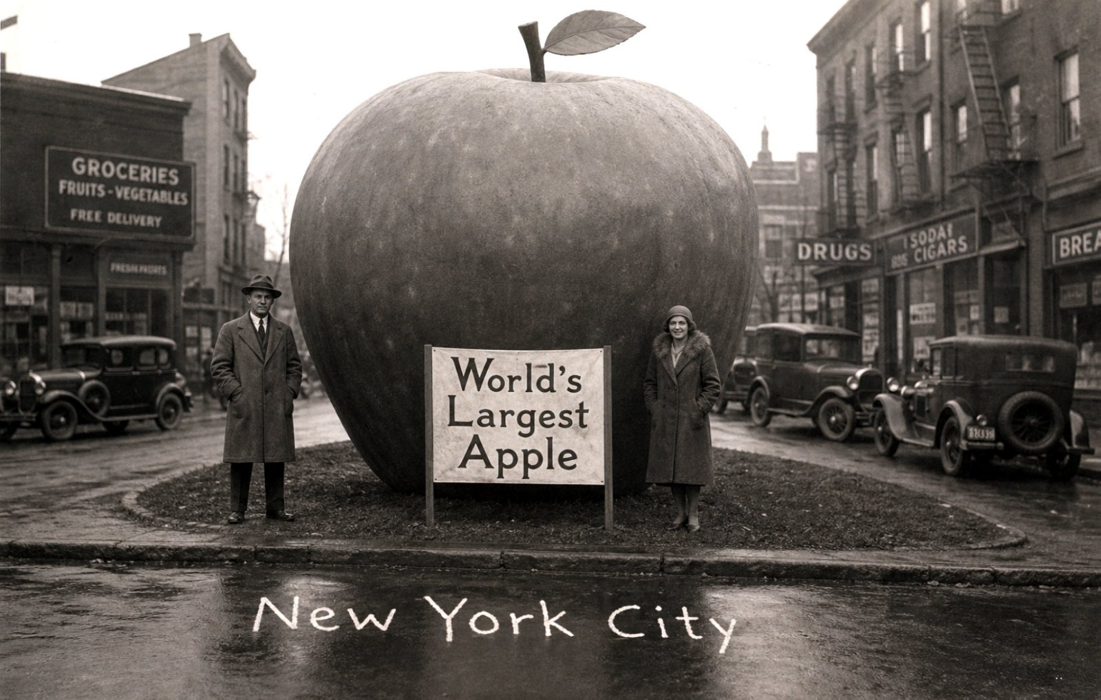 Vintage‑STYLE ART 1930s RPPC-WORLD'S LARGEST APPLE NEW YORK CITY-FAUX PHOTO Vintage‑STYLE ART 1930s RPPC-WORLD'S LARGEST APPLE NEW YORK CITY-FAUX PHOTO