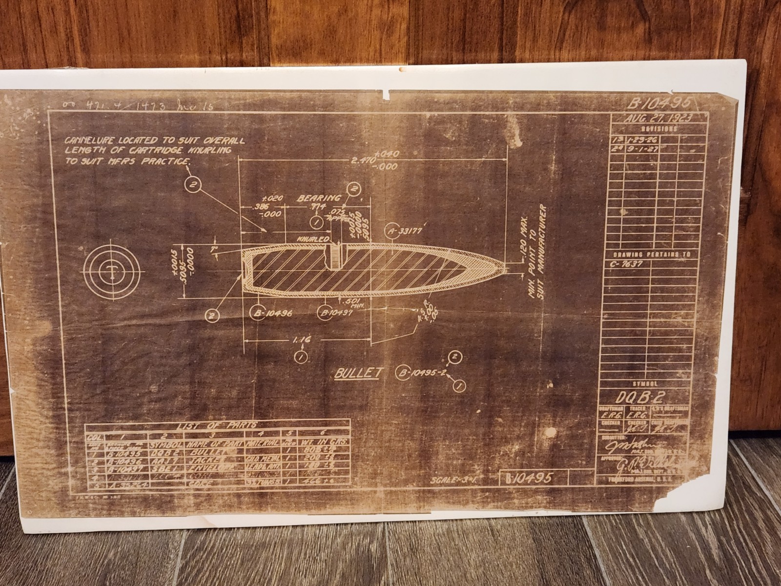 Vintage and VERY Rare Frankford Arsenal Technical Cartridge Production Drawing Vintage and VERY Rare Frankford Arsenal Technical Cartridge Production Drawing