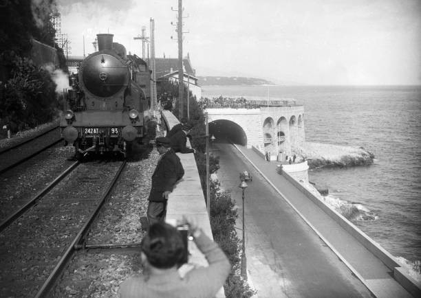 View along the railway in Monaco in 1934 Old Historic Photo View along the railway in Monaco in 1934 Old Historic Photo