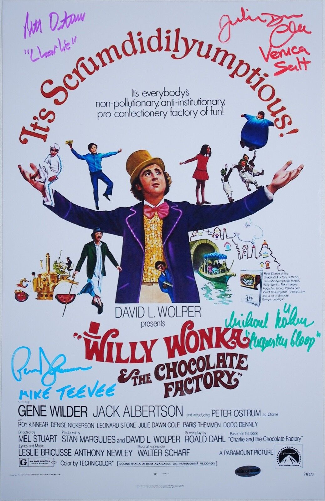 WILLY WONKA POSTER AUTOGRAPHED, SIGNED BY FOUR, PLUS EXTRAS 11