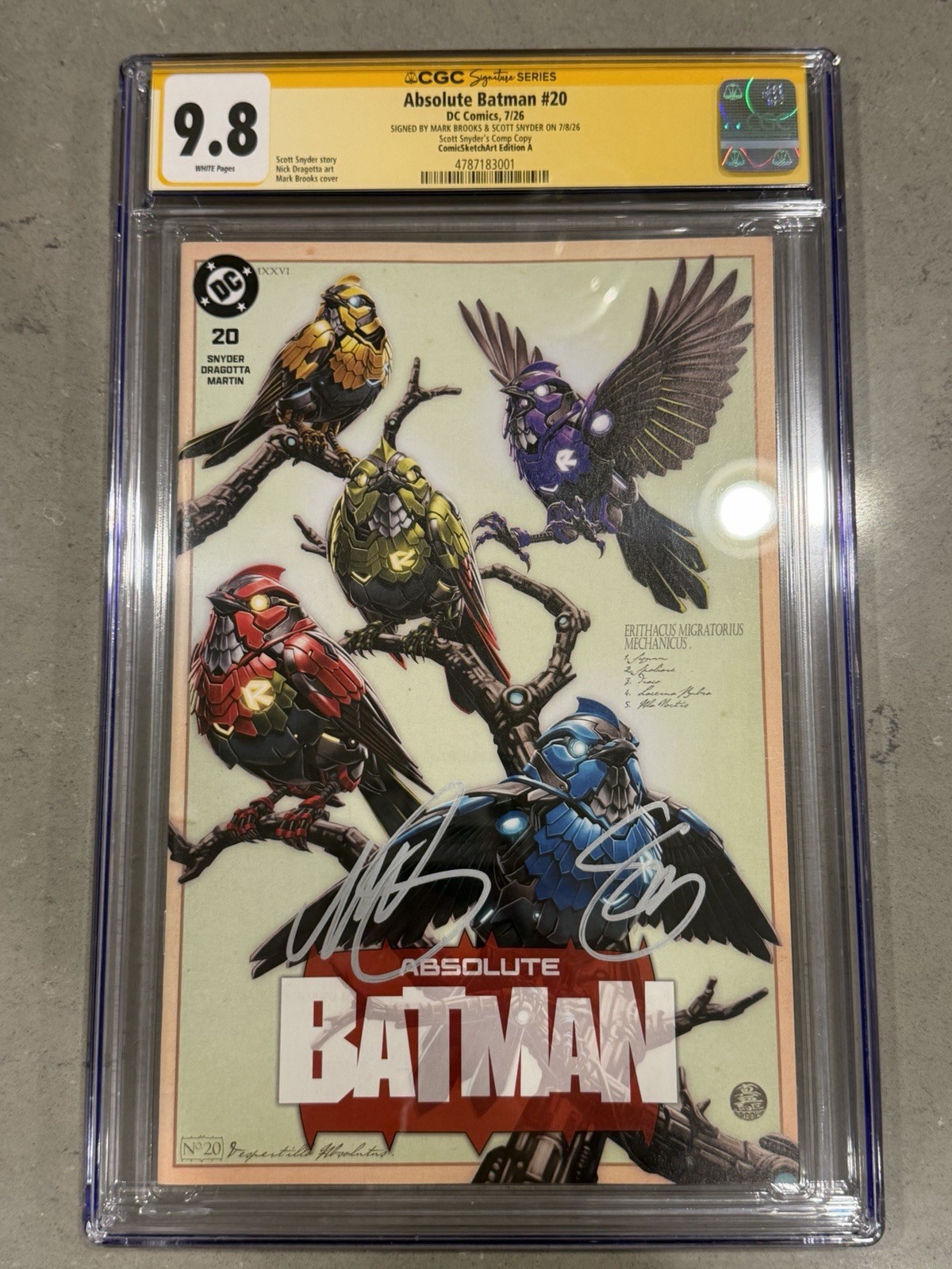Absolute Batman #20 Mark Brooks CGC 9.8 Trade 2X Signed Brook & Snyder Comp Copy Absolute Batman #20 Mark Brooks CGC 9.8 Trade 2X Signed Brook & Snyder Comp Copy