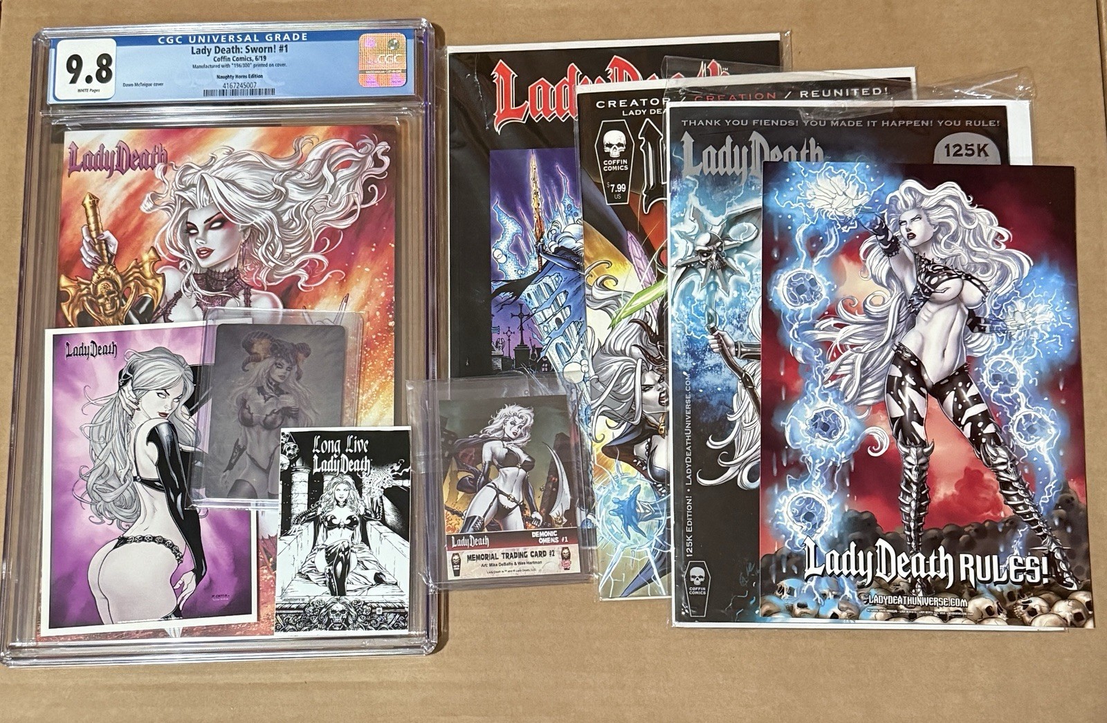 Lady Death Bundle - Rare CGC 9.8, Kickstarter Exclusives, OOP, Comic, Prints Lady Death Bundle - Rare CGC 9.8, Kickstarter Exclusives, OOP, Comic, Prints