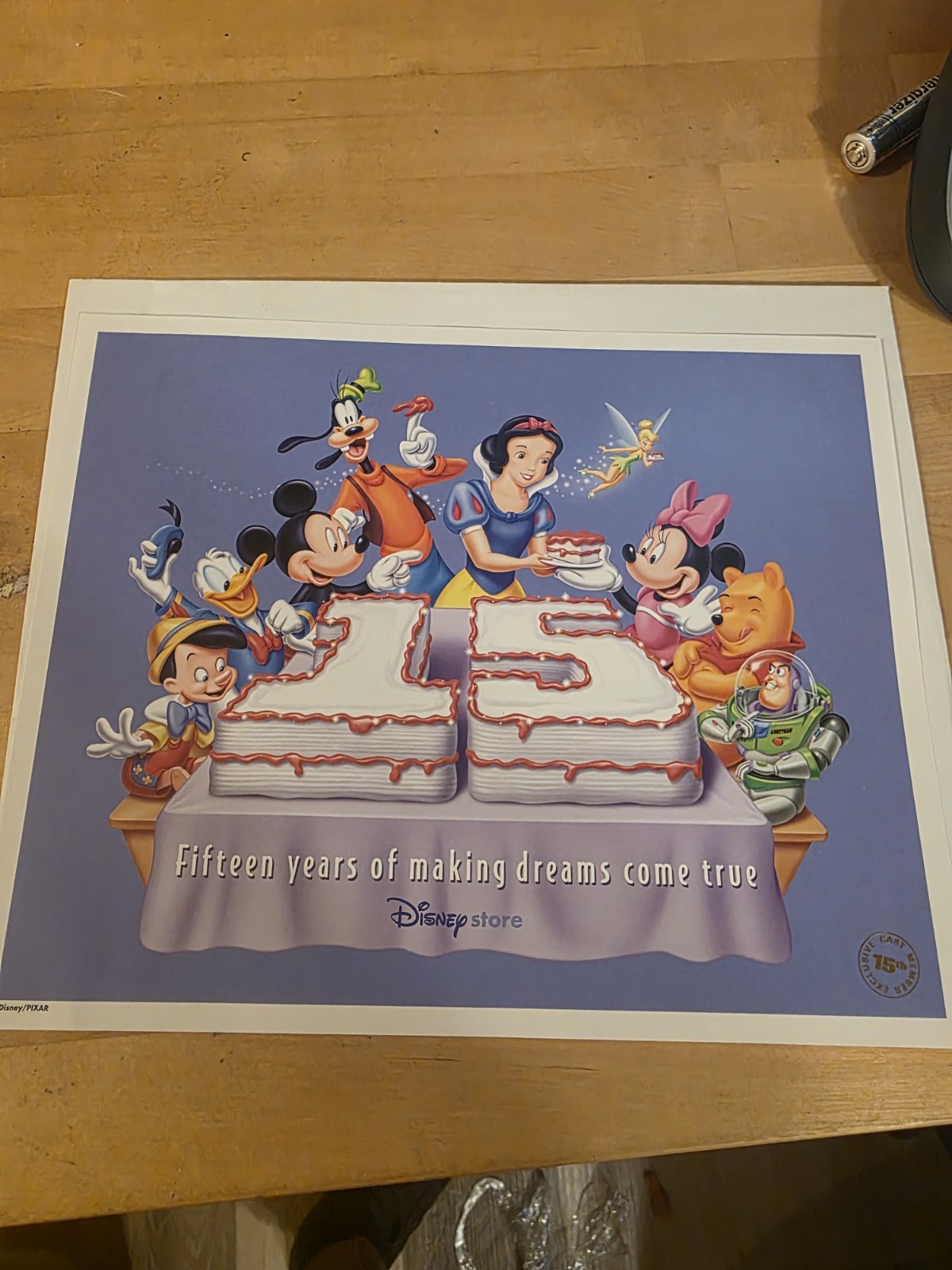 Disney Store 15th Anniversary Cast Member Exclusive Lithograph w/ Envelope MINT