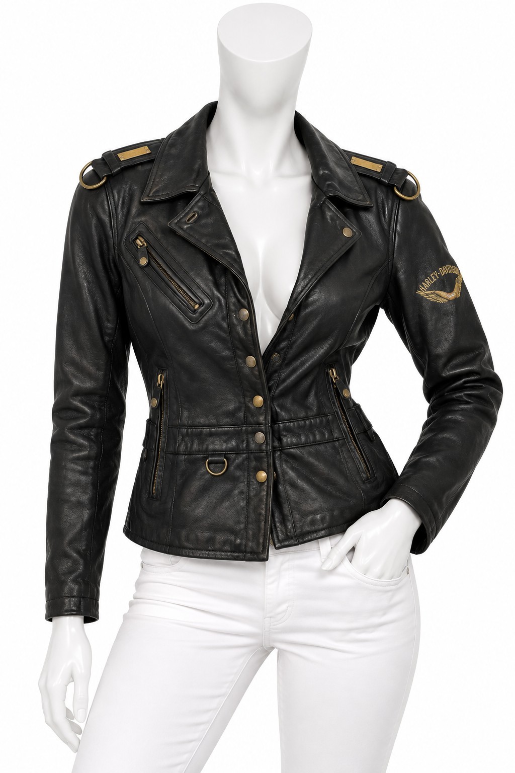 Harley-Davidson Women’s Genuine Leather Motorcycle Jacket Black Size M – America Harley-Davidson Women’s Genuine Leather Motorcycle Jacket Black Size M – America