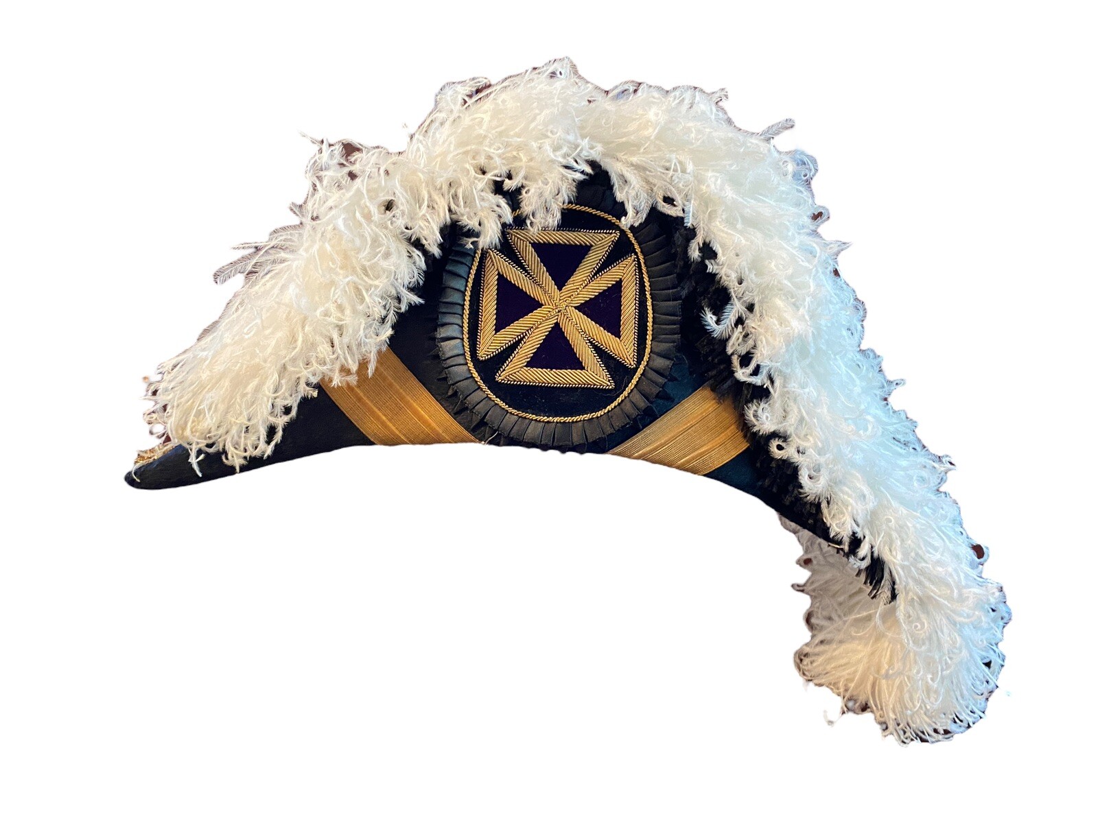 Vintage Knights Templar Chapeau Past Grand Commander Curved Freemason Ha G2U