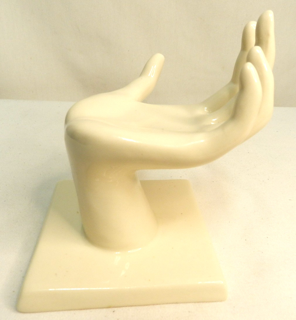 Vintage Ceramic Hand ring holder Sculpture cream Figurine decor Vintage Ceramic Hand ring holder Sculpture cream Figurine decor