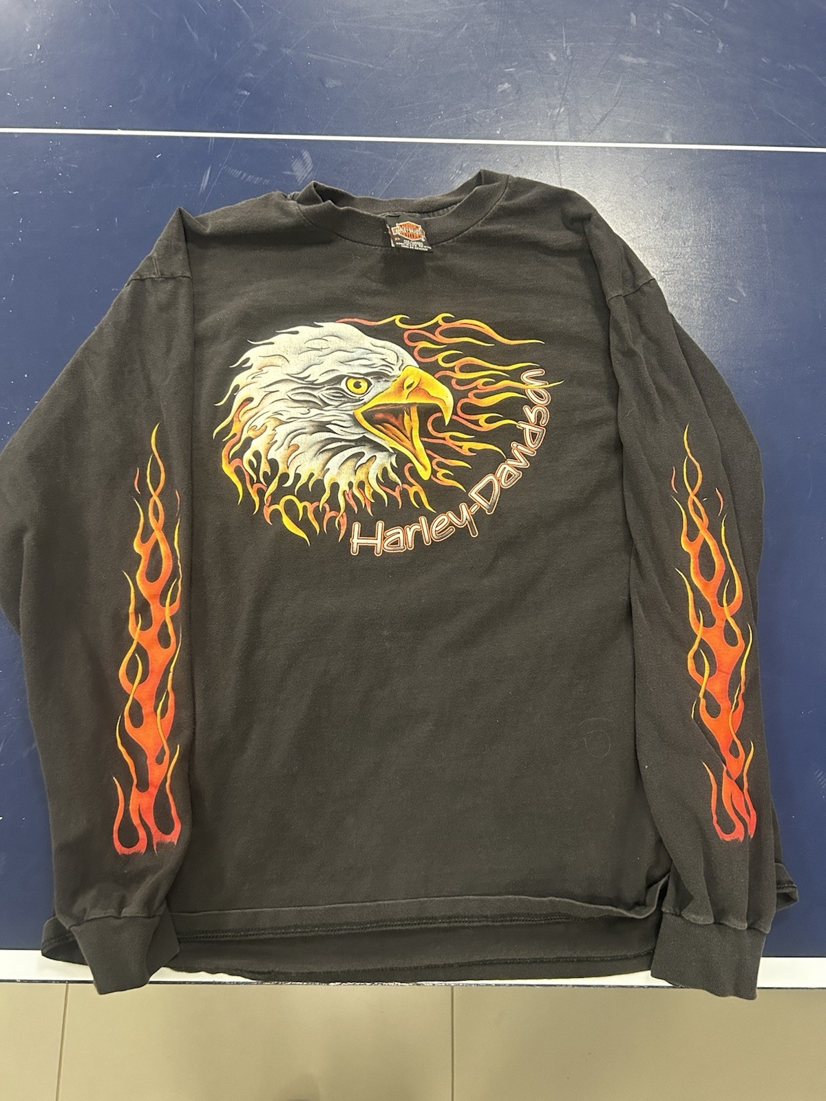 Rare Harley-Davidson Fullerton Los Angeles CA Long Sleeve T-Shirt black Flame