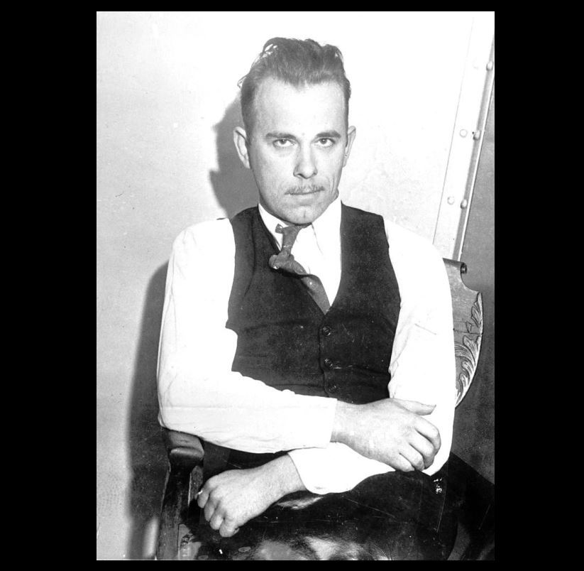 1934 John Dillinger PHOTO Gangster, Defiant Pose Seated, Great Depression Era 1934 John Dillinger PHOTO Gangster, Defiant Pose Seated, Great Depression Era