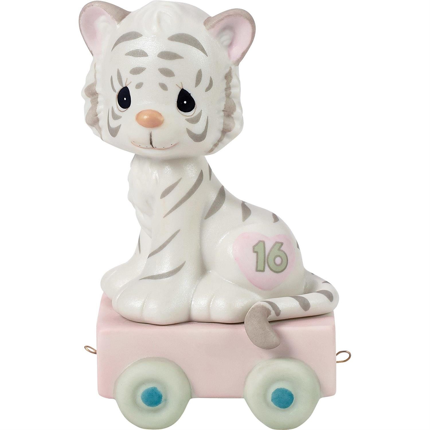 16 And Feline Fine White Tiger Birthday Train Age 16 By: Precious Moments *SHIPS 16 And Feline Fine White Tiger Birthday Train Age 16 By: Precious Moments *SHIPS
