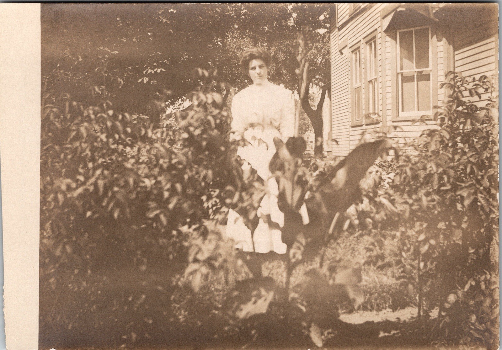 Postcard Real Photo RPPC Woman Standing Next to House Unposted Postcard Real Photo RPPC Woman Standing Next to House Unposted