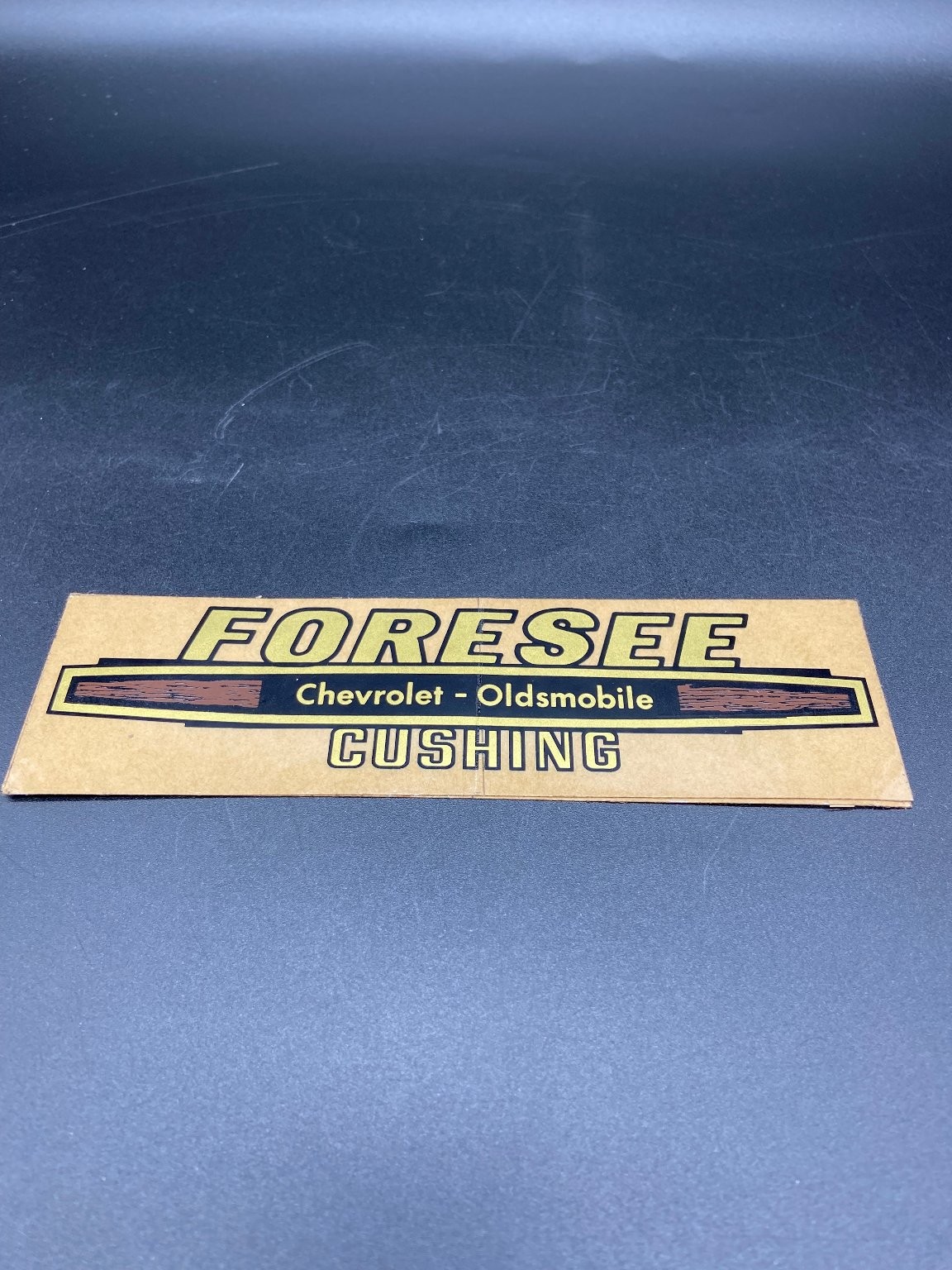 Vintage FORESEE Chevrolet Oldsmobile Cushing Dealership Decal Sticker Original Vintage FORESEE Chevrolet Oldsmobile Cushing Dealership Decal Sticker Original