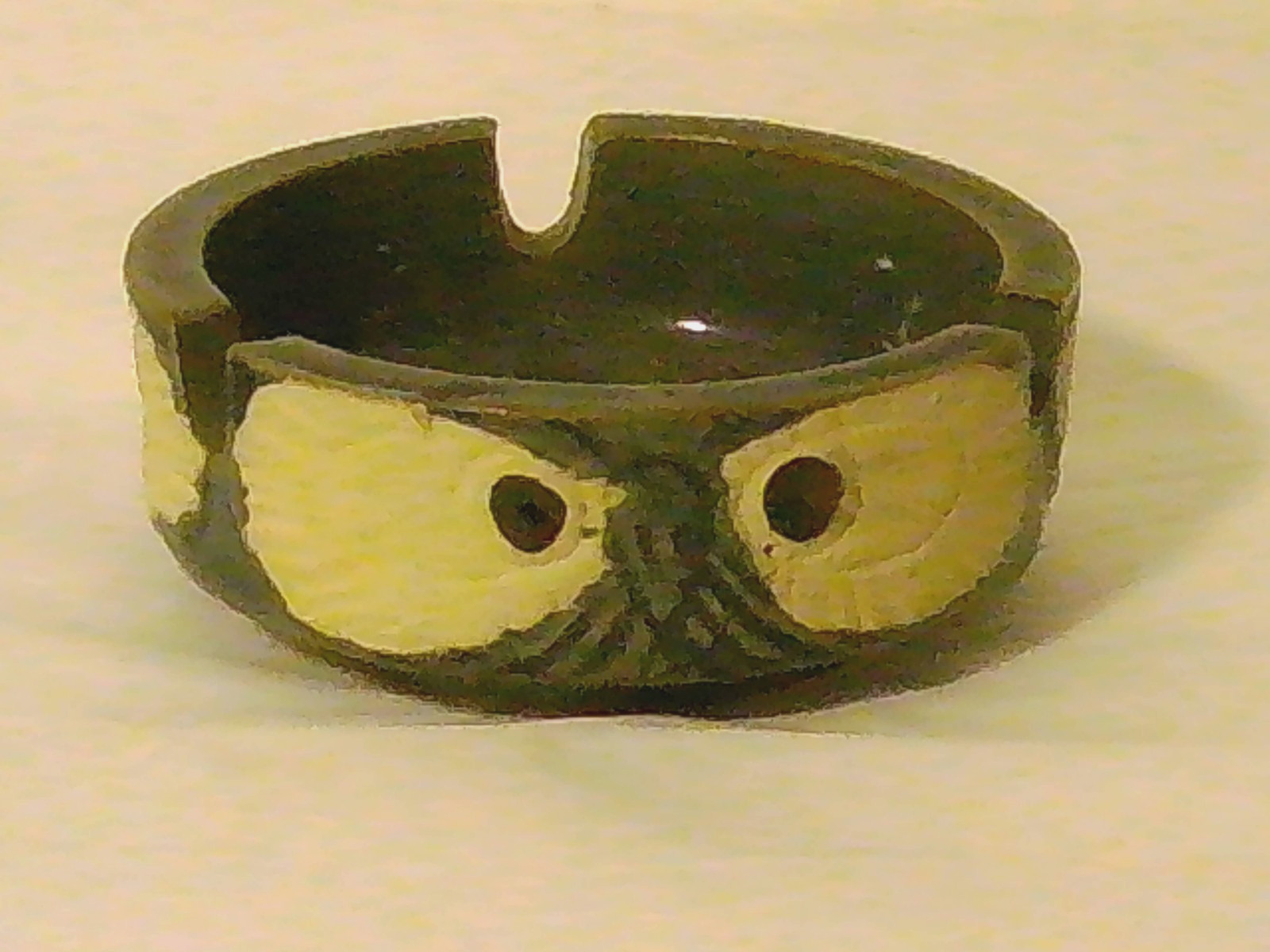 Vintage 70's Retro Stoneware Pottery Art Ashtray Owl Eyes Design Vintage 70's Retro Stoneware Pottery Art Ashtray Owl Eyes Design