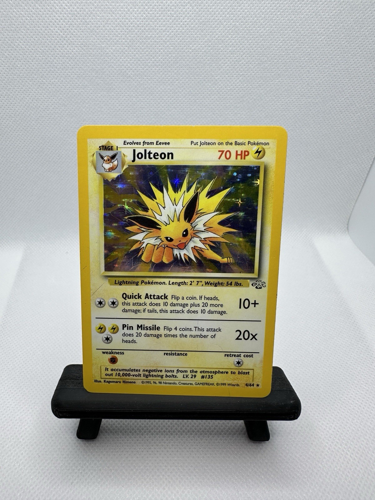 Jolteon 4/64 Holo Rare Jungle Unlimited Vintage Pokémon Card MP Jolteon 4/64 Holo Rare Jungle Unlimited Vintage Pokémon Card MP