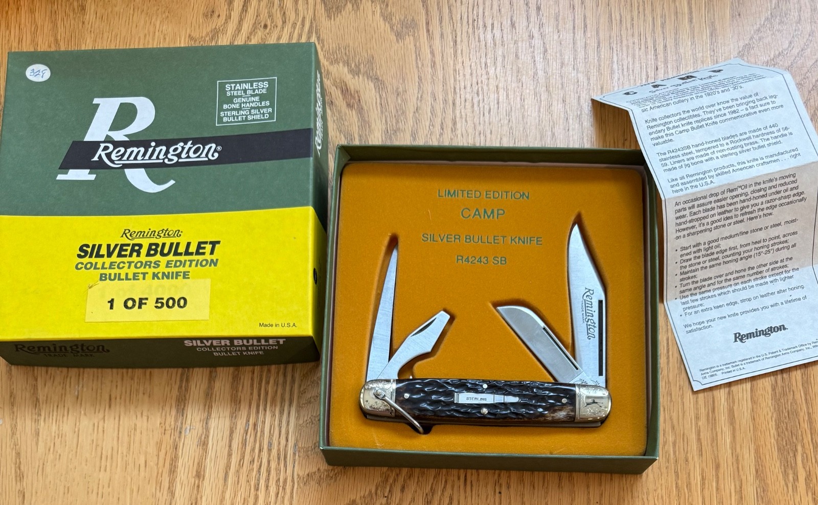 VINTAGE REMINGTON R4243 SB STERLING SILVER BULLET CAMP KNIFE NEVER USED IN BOX VINTAGE REMINGTON R4243 SB STERLING SILVER BULLET CAMP KNIFE NEVER USED IN BOX