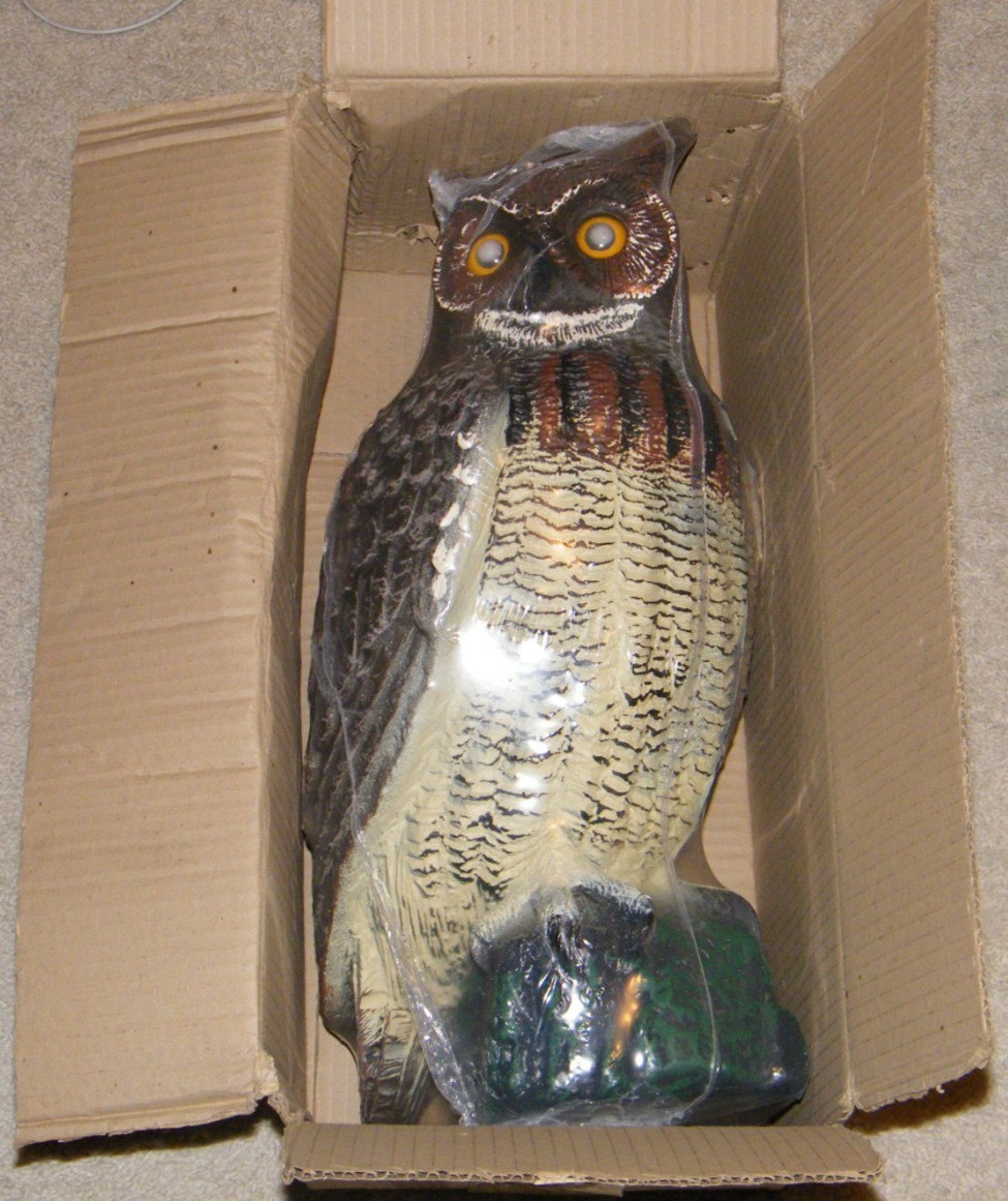 New NOS Rare Vintage GREAT HORNED OWL Oversize 20" Decoy CARRY-LITE + Box