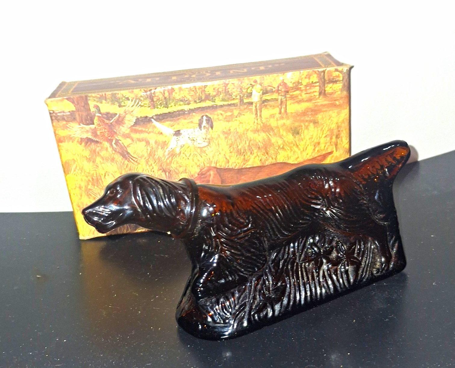 Vintage 1975 Avon At Point Dog Glass Bottle Almost Empty W/ Original Box Vintage 1975 Avon At Point Dog Glass Bottle Almost Empty W/ Original Box
