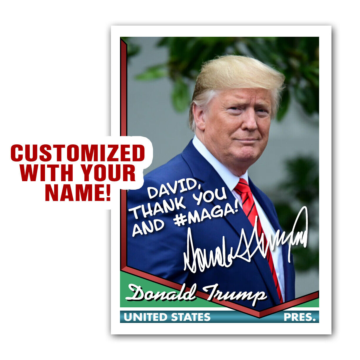 Donald Trump CUSTOM AUTOGRAPH Presidential Baseball Card Signed MAGA 2020