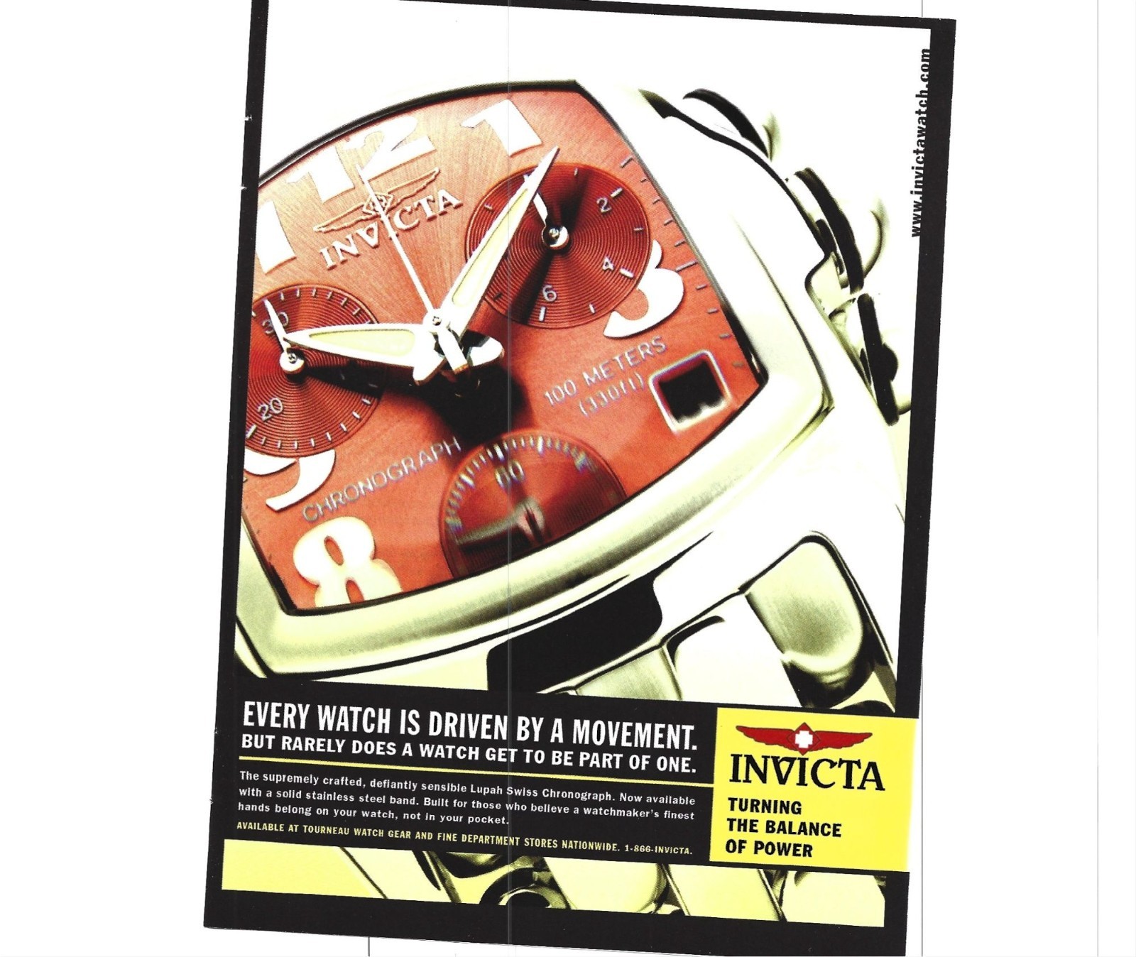 Invicta Lupah Swiss Chronograph Watch Print ADVERTISEMENT 2000s Invicta Lupah Swiss Chronograph Watch Print ADVERTISEMENT 2000s