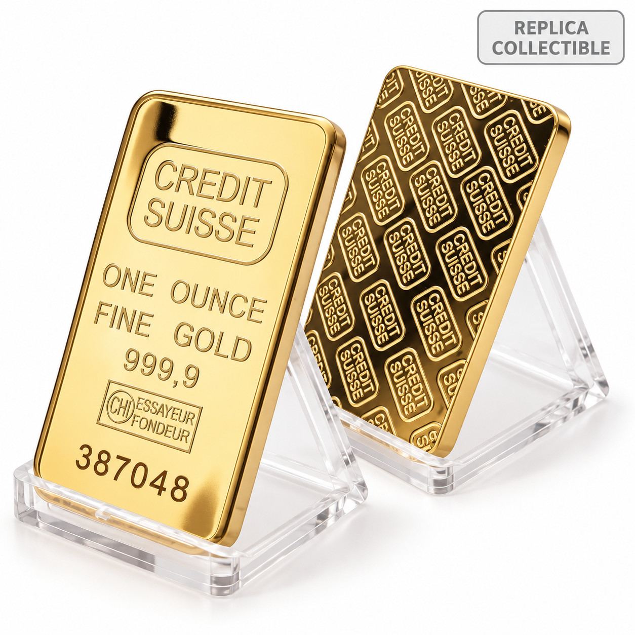 24K Gold Plated Replica Bullion Bar Swiss Style Collectible 24K Gold Plated Replica Bullion Bar Swiss Style Collectible