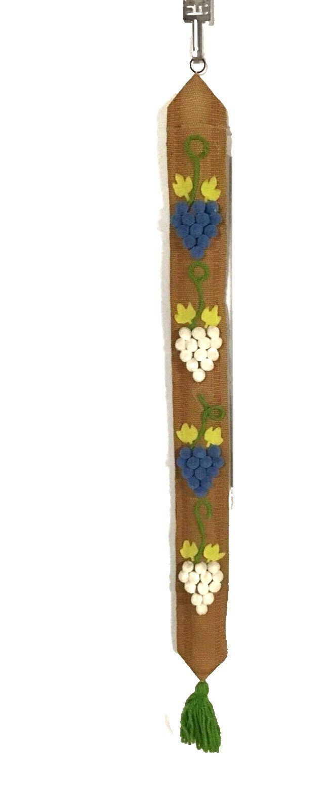 Burlap Vintage 1970s Handmade Grapevine Design Yardstick Holder