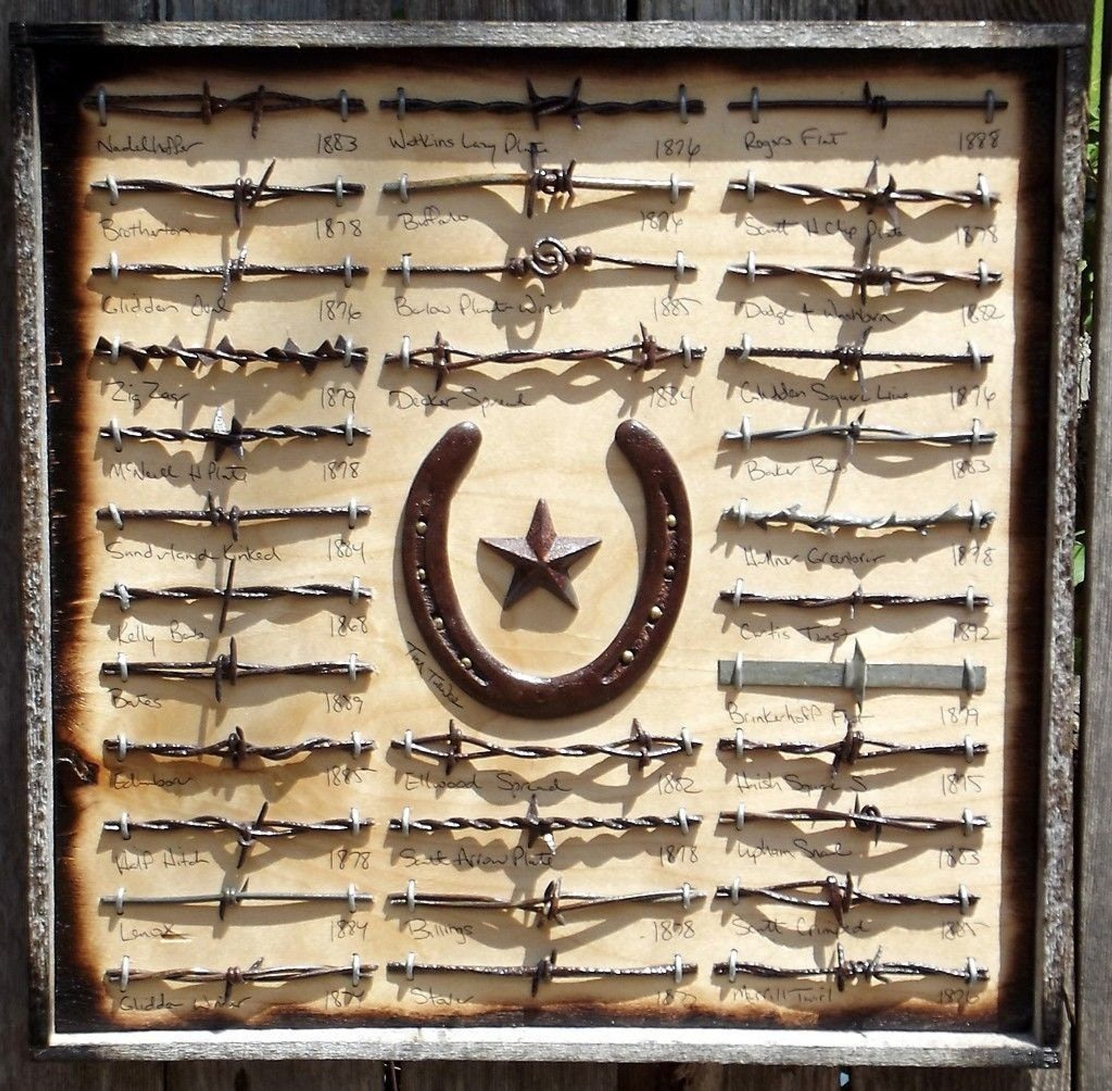 Rustic Antique Barbed Wire Display 32 Wire Framed Collection Rustic Antique Barbed Wire Display 32 Wire Framed Collection