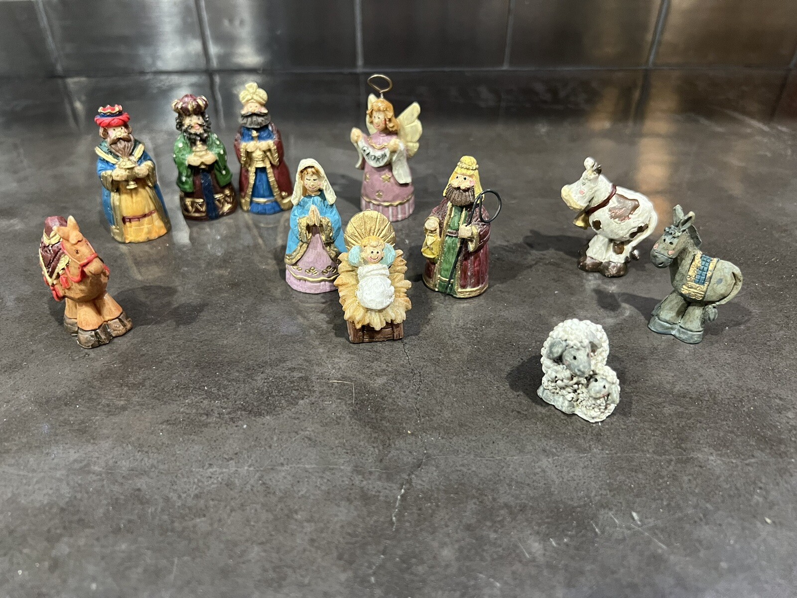 Mini Size Resin Nativity Scene Manger Set 11 pc Camel, Baby Jesus, Sheep, 3 Wise Mini Size Resin Nativity Scene Manger Set 11 pc Camel, Baby Jesus, Sheep, 3 Wise