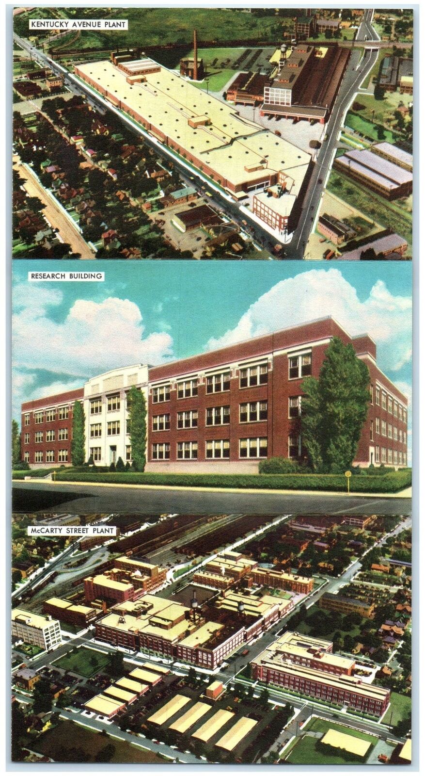 c1960s Fold Out Panoramic Biological Laboratories Greenfield Indiana IN Postcard