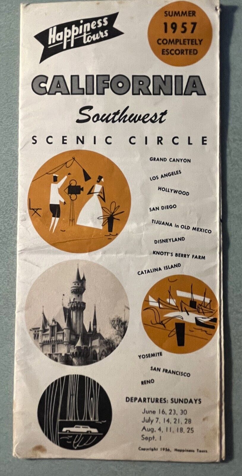 Vintage Summer 1957 California Southwest Scenic Circle Tour Map Happiness Tours