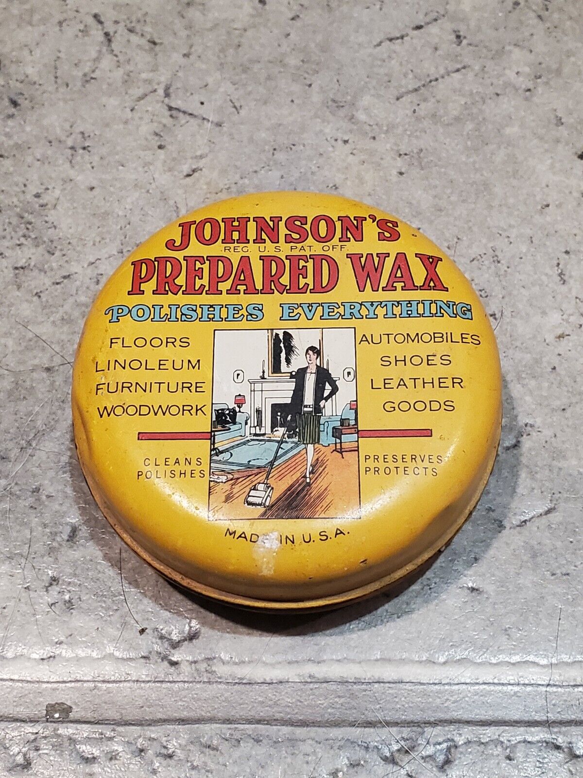 SC Johnson\'s  Prepared Automobile Wax Tin 1920 Polishes Everything Unopened 