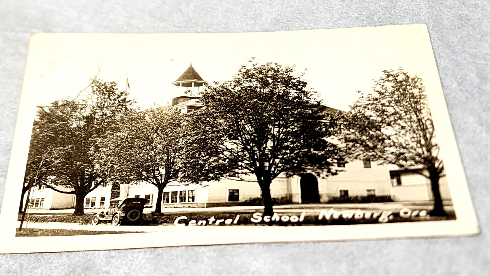 RPPC Central School Newberg Oregon Vintage Postcard WACO Wesley Andrews Car 1920 RPPC Central School Newberg Oregon Vintage Postcard WACO Wesley Andrews Car 1920