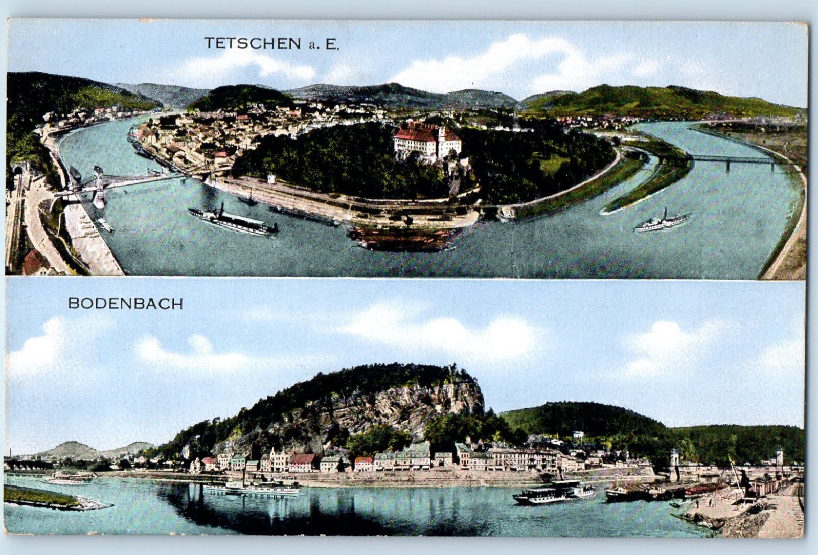 Czech Republic Postcard Tetschen and Bodenbach View c1910 Antique Unposted Czech Republic Postcard Tetschen and Bodenbach View c1910 Antique Unposted