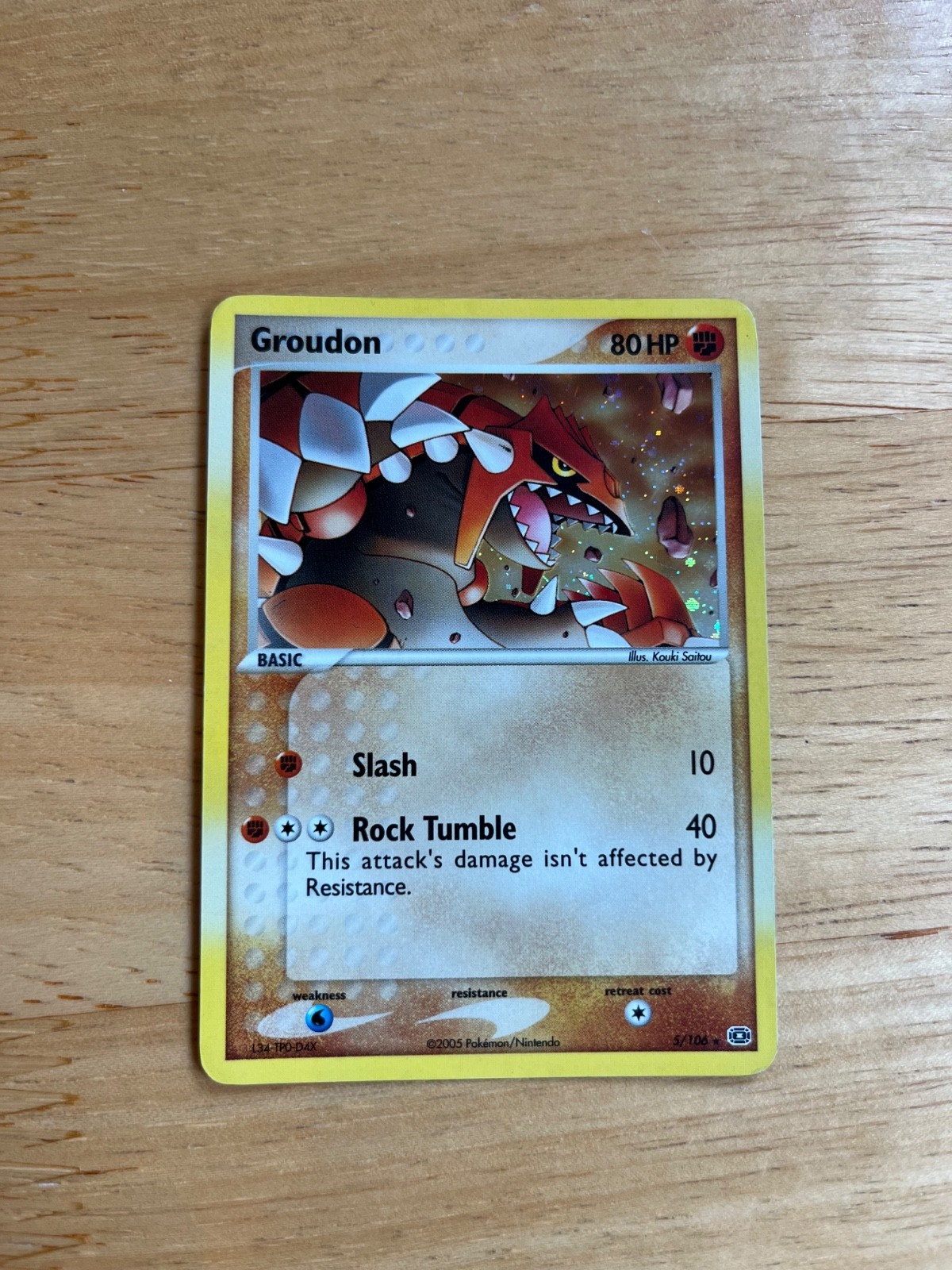 Pokemon Groudon 5/106 EX Emerald Reverse Holo Rare 2005 English Vintage Card Pokemon Groudon 5/106 EX Emerald Reverse Holo Rare 2005 English Vintage Card