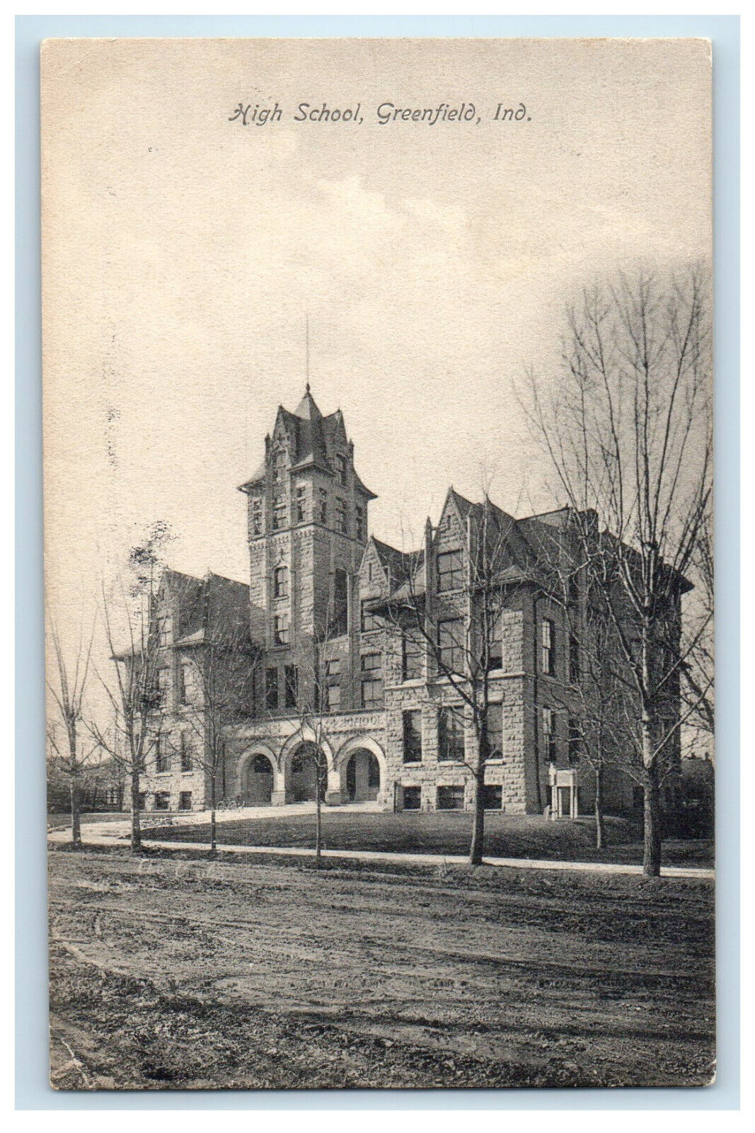 c1910 High School Building at Greenfield Indiana IN Unposted Postcard