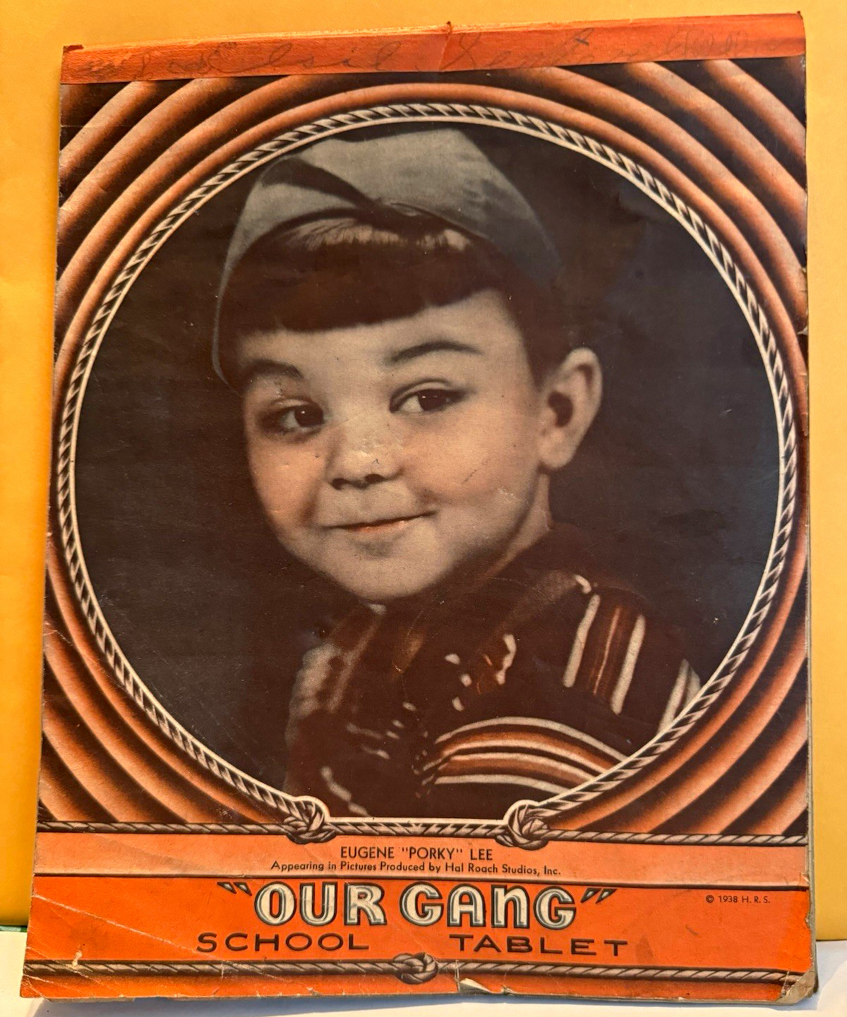 Vintage Our Gang School Tablet Eugene "Porky" Lee Cover Child Drawings Inside