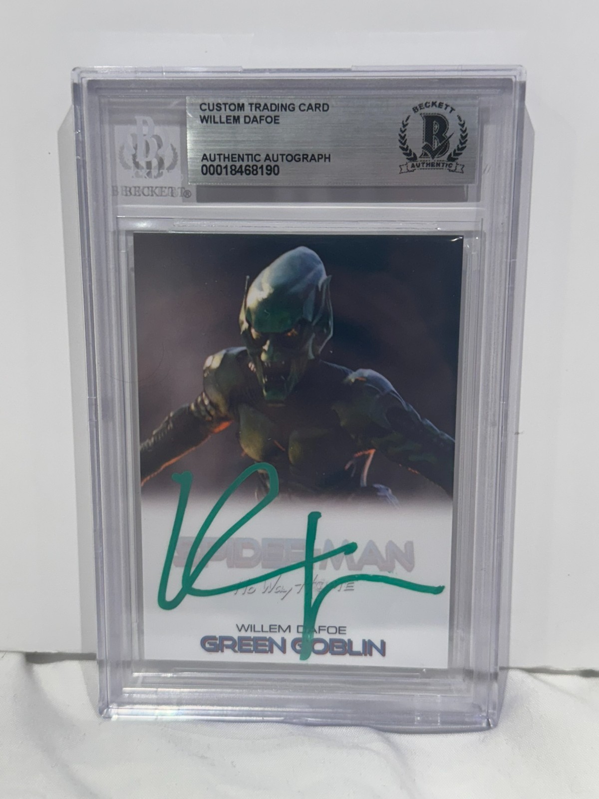 WILLEM DAFOE SIGNED CUSTOM CARD GREEN GOBLIN SPIDERMAN NO WAY HOME AUTO BECKETT WILLEM DAFOE SIGNED CUSTOM CARD GREEN GOBLIN SPIDERMAN NO WAY HOME AUTO BECKETT