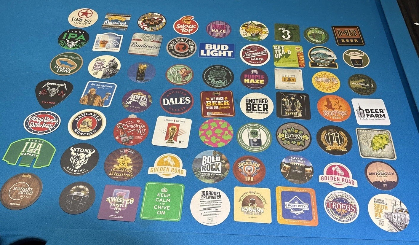 LOT OF 63 NEW BEER COASTERS ALL DIFFERENT MOSTLY CRAFT BREWERIES LOT OF 63 NEW BEER COASTERS ALL DIFFERENT MOSTLY CRAFT BREWERIES
