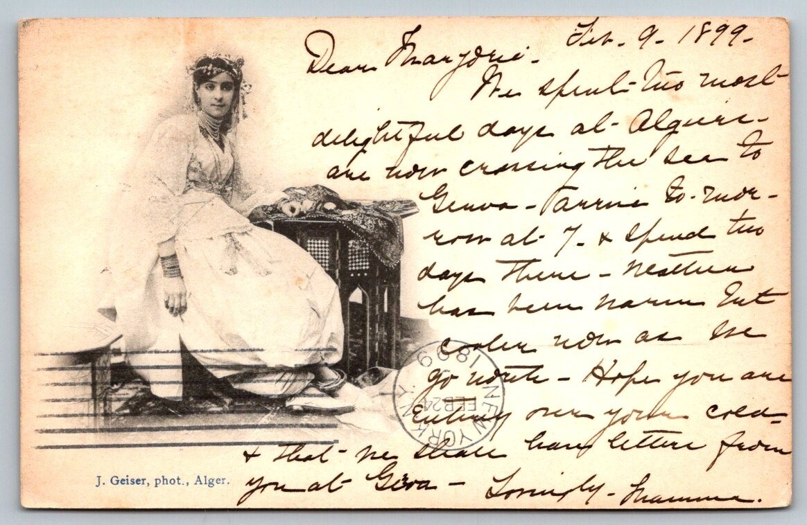 1899 Algeria Pretty Girl Jean Geiser Alger Photo Postcard 1899 Algeria Pretty Girl Jean Geiser Alger Photo Postcard