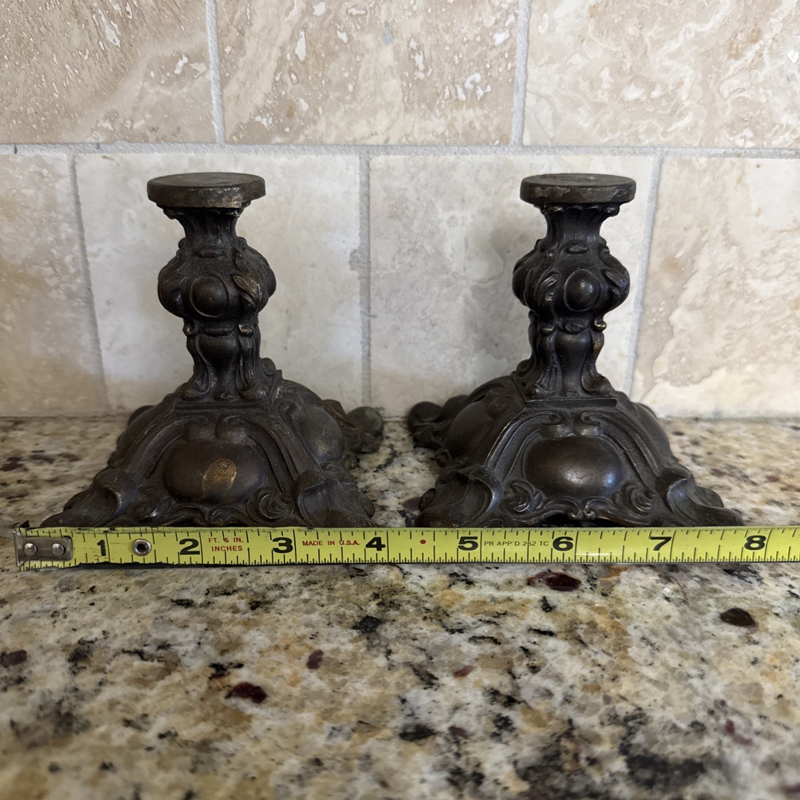 Antique French Rococo Revival Bronze Candlesticks Pair Louis XV Candle Holders Antique French Rococo Revival Bronze Candlesticks Pair Louis XV Candle Holders